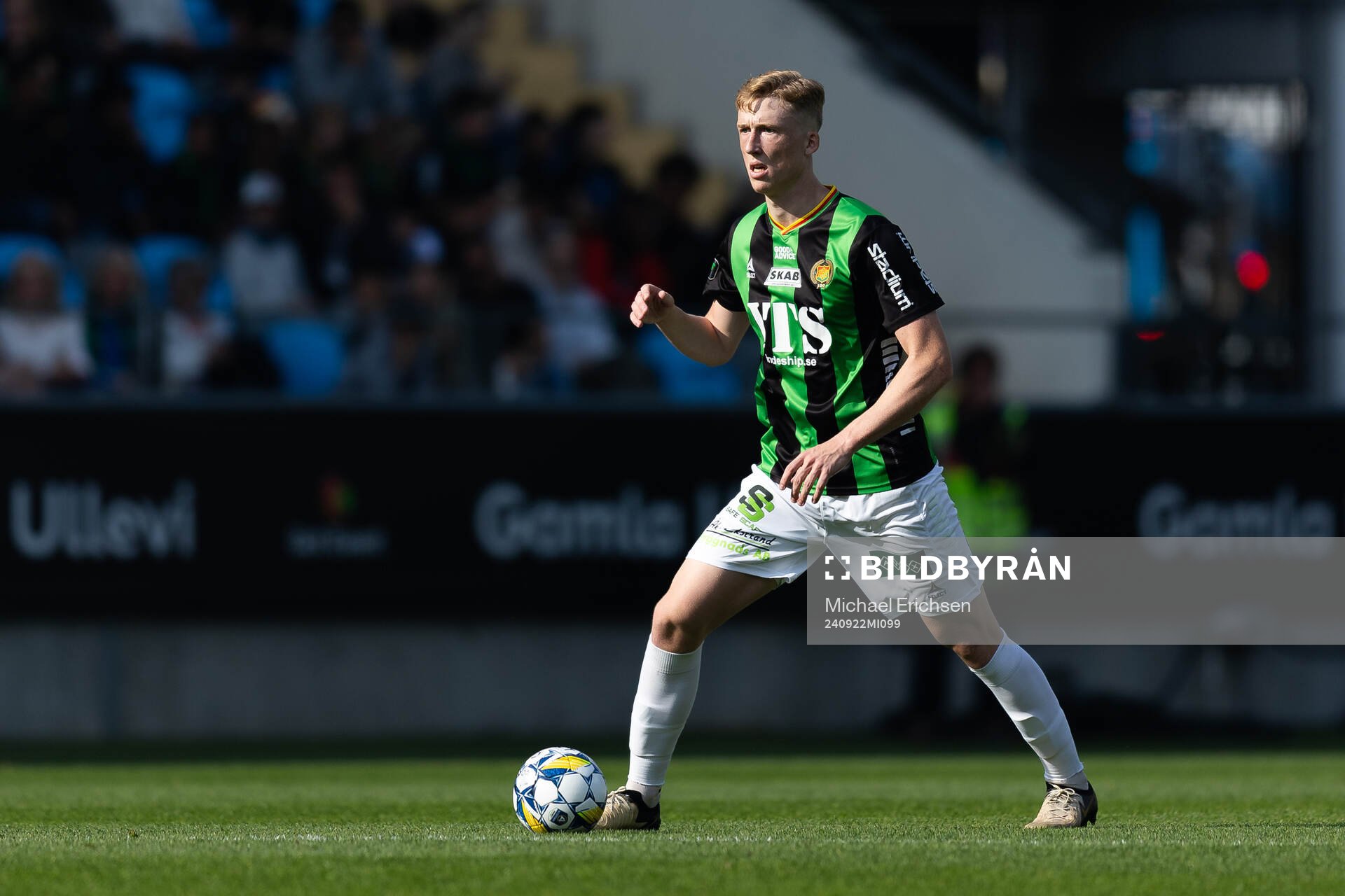 GAIS Filip Beckman under fotbollsmatchen i Allsvenskan mellan GAIS och Djurgården den 22 september 2024 i Göteborg. 