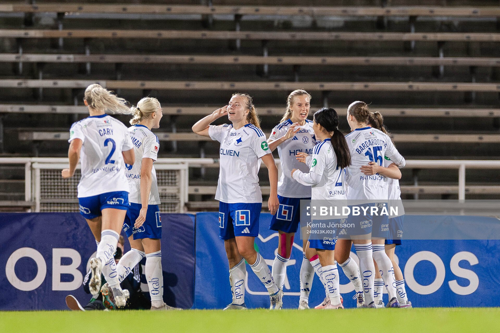 IFK Norrköpings Sara Kanutte Fornes jublar efter 2-2 under fotbollsmatchen i Damallsvenskan mellan Djurgården och IFK Norrköping den 23 september 2024 i Stockholm.