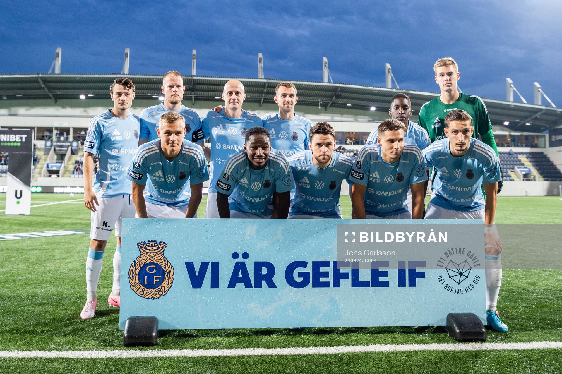 Gefles startelva inför fotbollsmatchen i Superettan mellan Gefle och Östersund den 24 september 2024 i Gävle. 