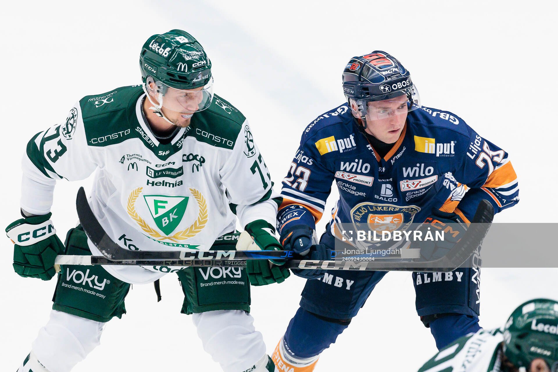 Färjestads Adam Ollas Mattsson och Växjös Joel Svensson