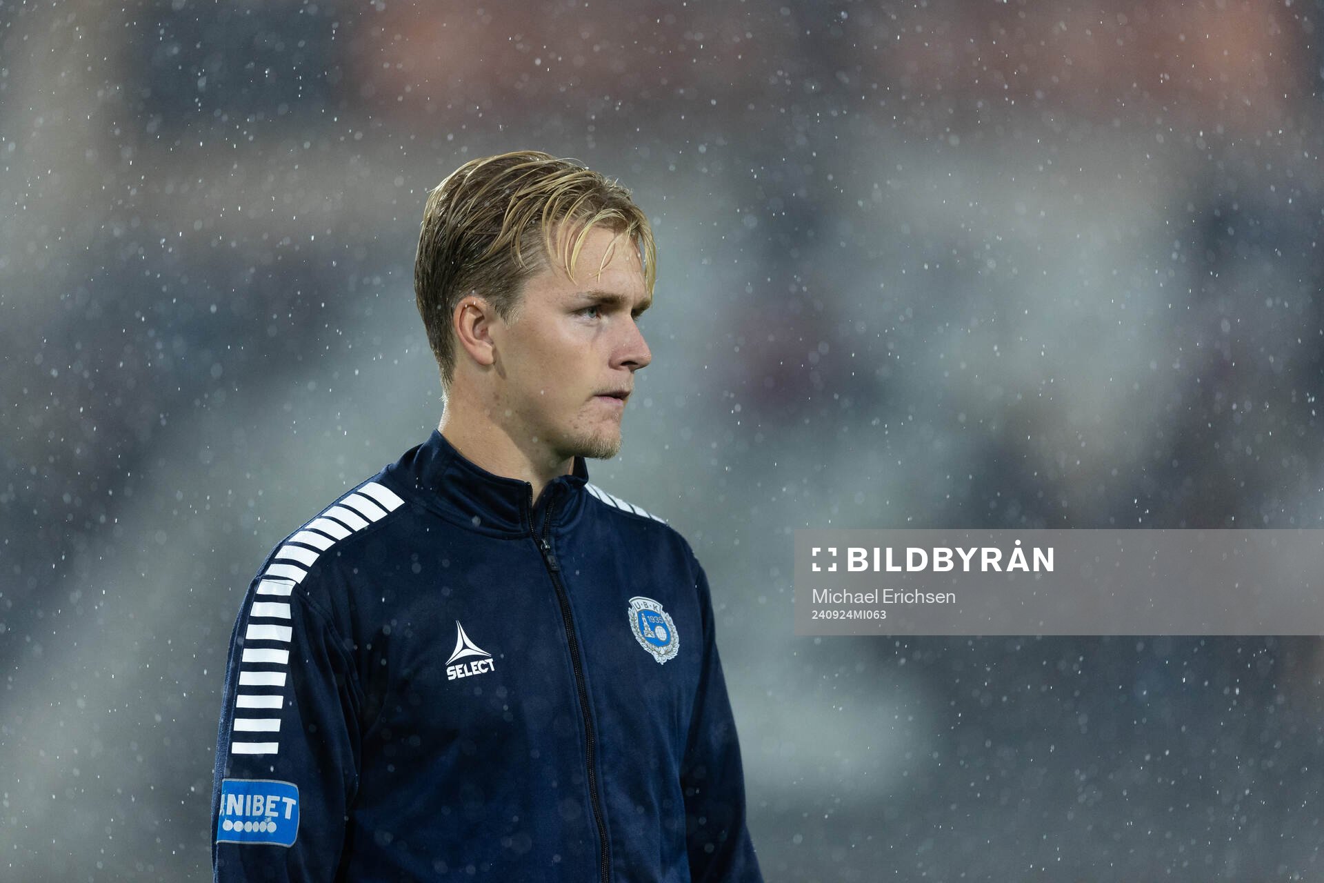 Utsiktens Sebastian Lagerlund inför fotbollsmatchen i Superettan mellan Utsikten och Örgryte den 24 september 2024 i Göteborg. 