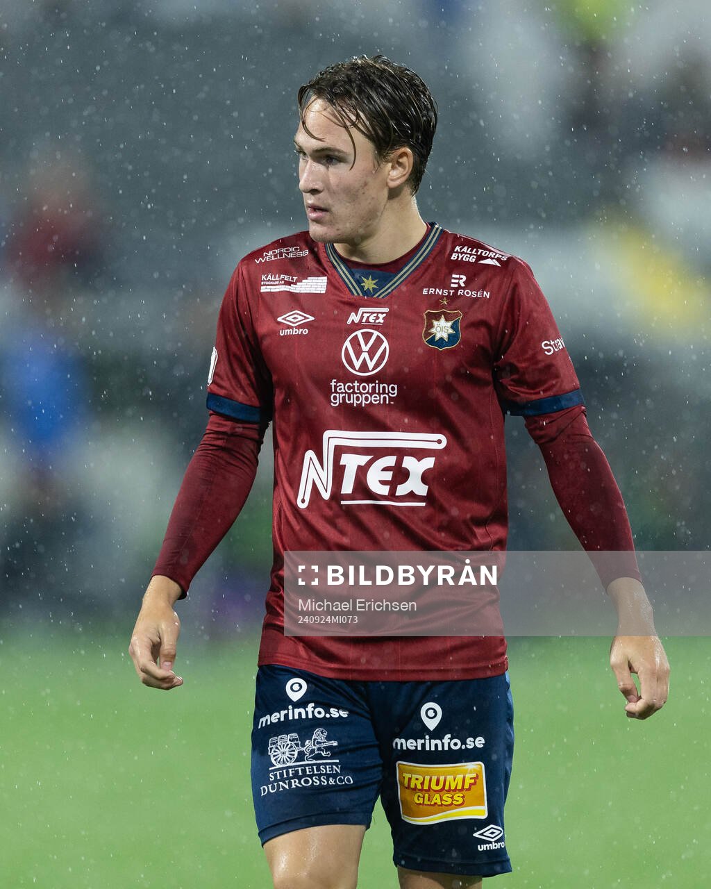 Örgrytes Månz Karlsson under fotbollsmatchen i Superettan mellan Utsikten och Örgryte den 24 september 2024 i Göteborg. 