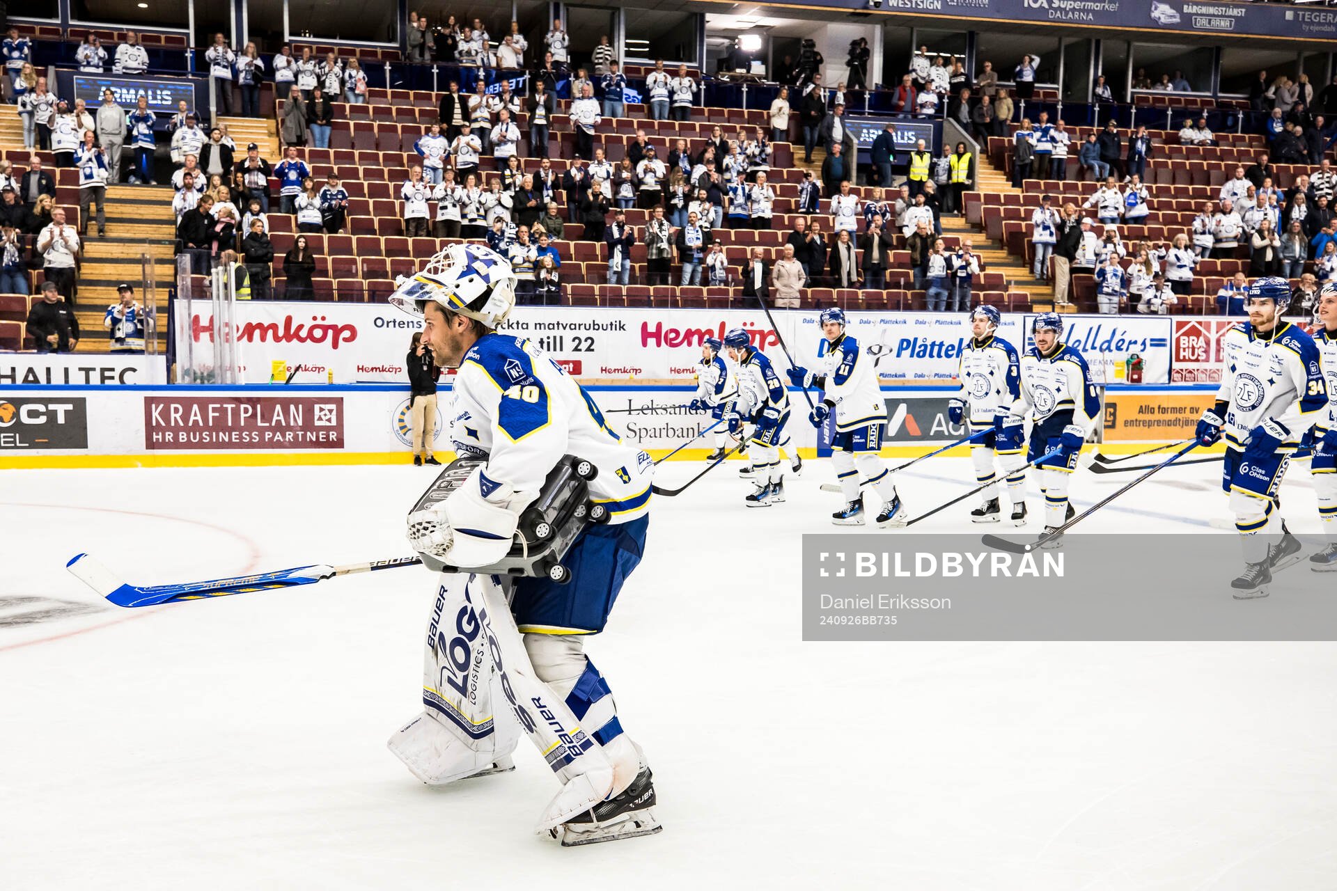 Leksands målvakt Mantas Armalis jublar