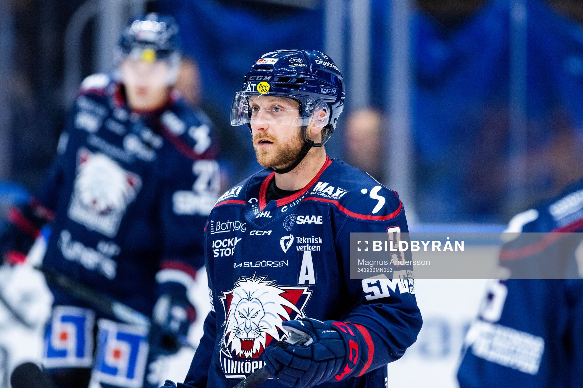 Linköpings Linus Hultström på uppvärmningen