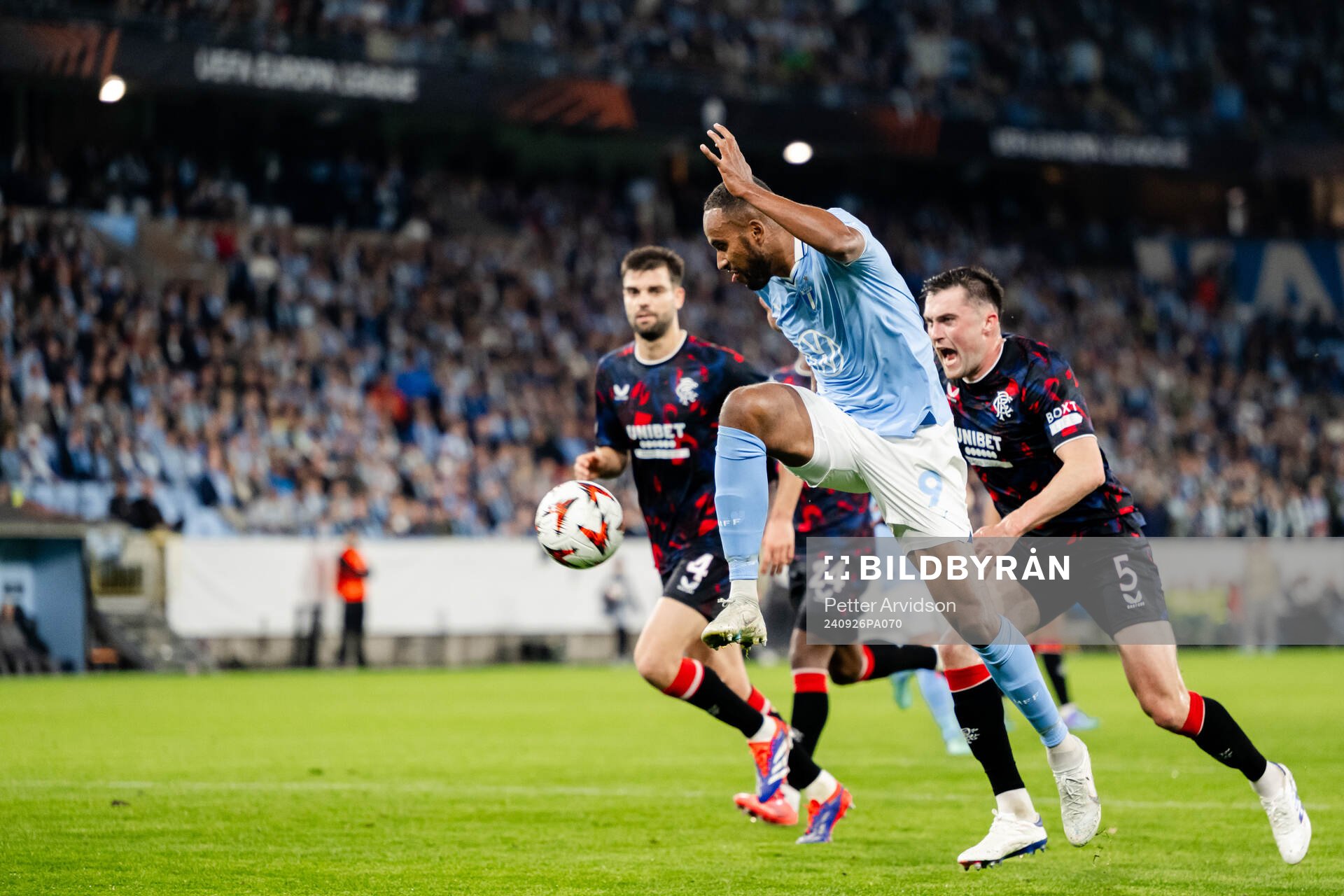 Isaac Kiese Thelin of Malmö FF with a offside goal