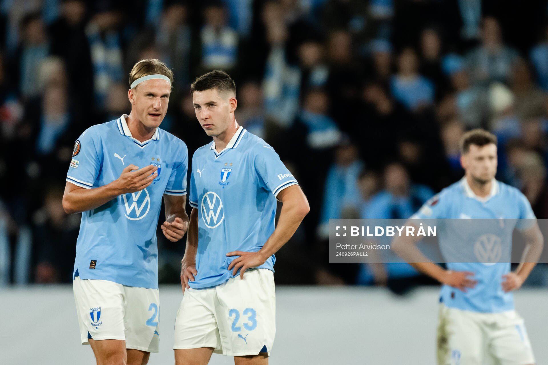 Erik Botheim and Lasse Berg Johnsen of Malmö FF look
