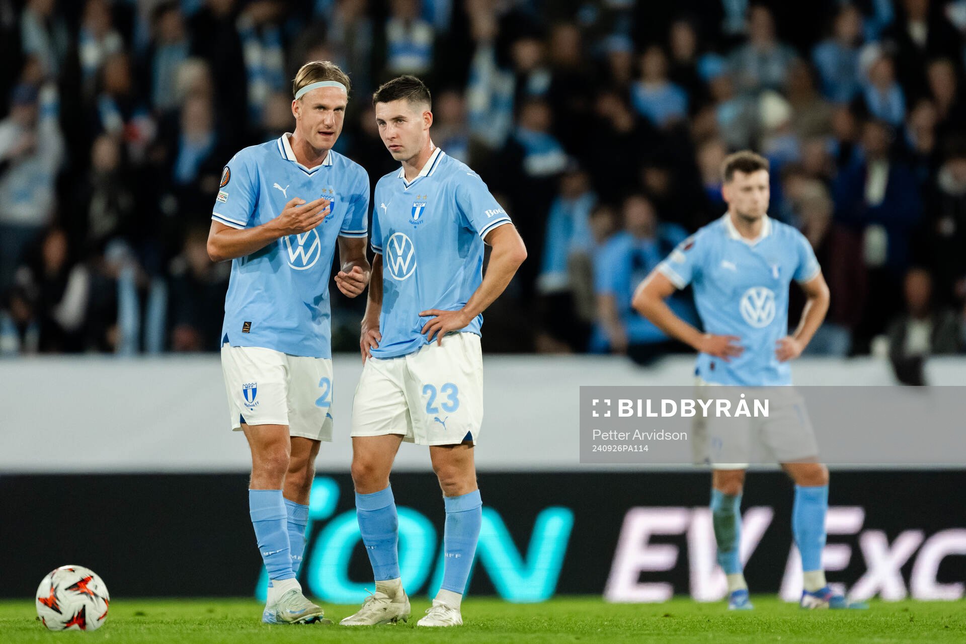 Erik Botheim and Lasse Berg Johnsen of Malmö FF look