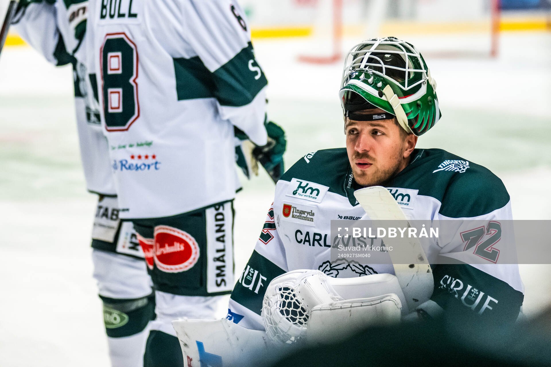 Tingsryds Pontus Eltonius vid ett spelavbrott på grund av
