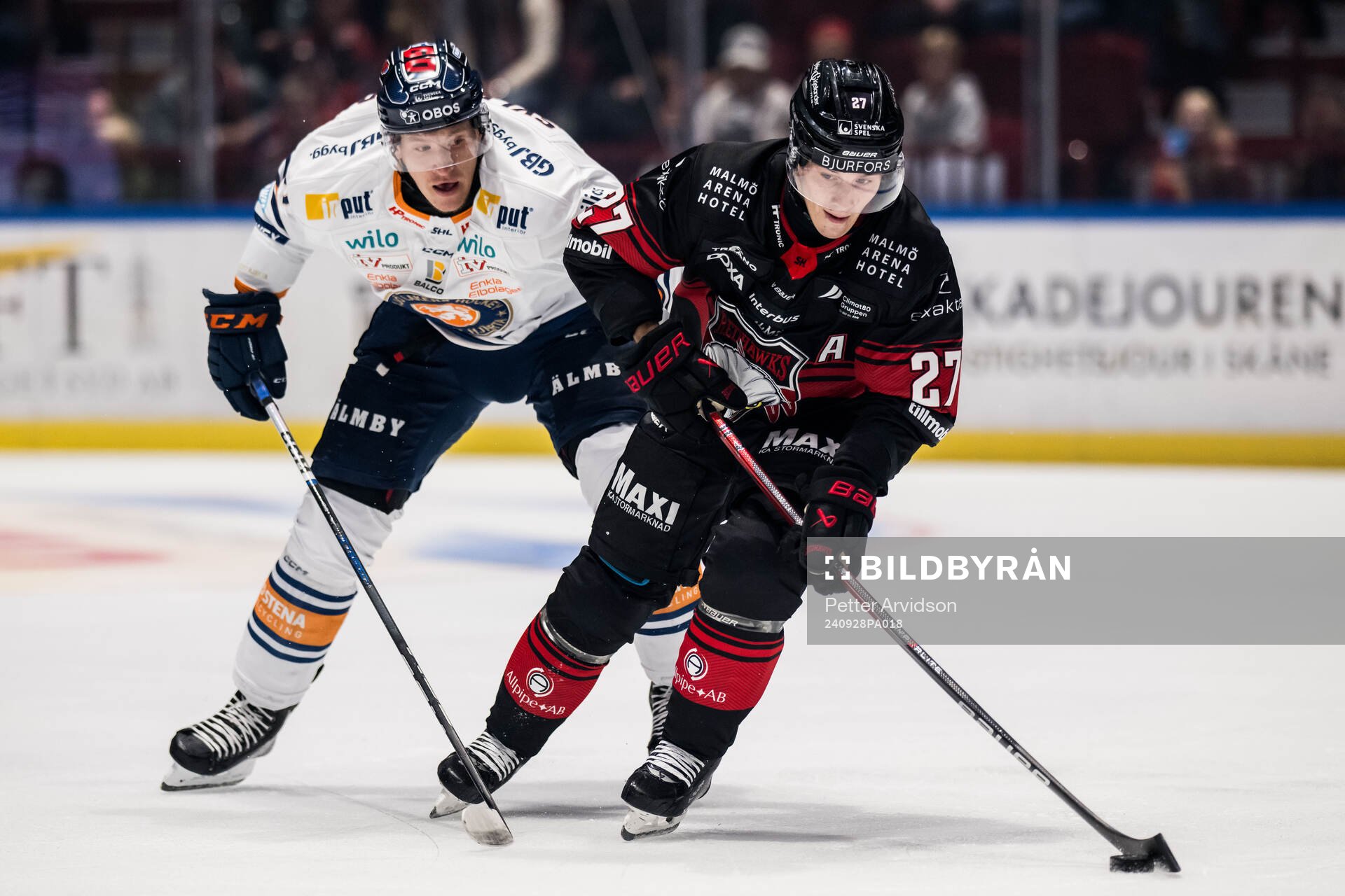 Växjös Emil Sylvegård och Malmö Redhawks Henrik Haapala