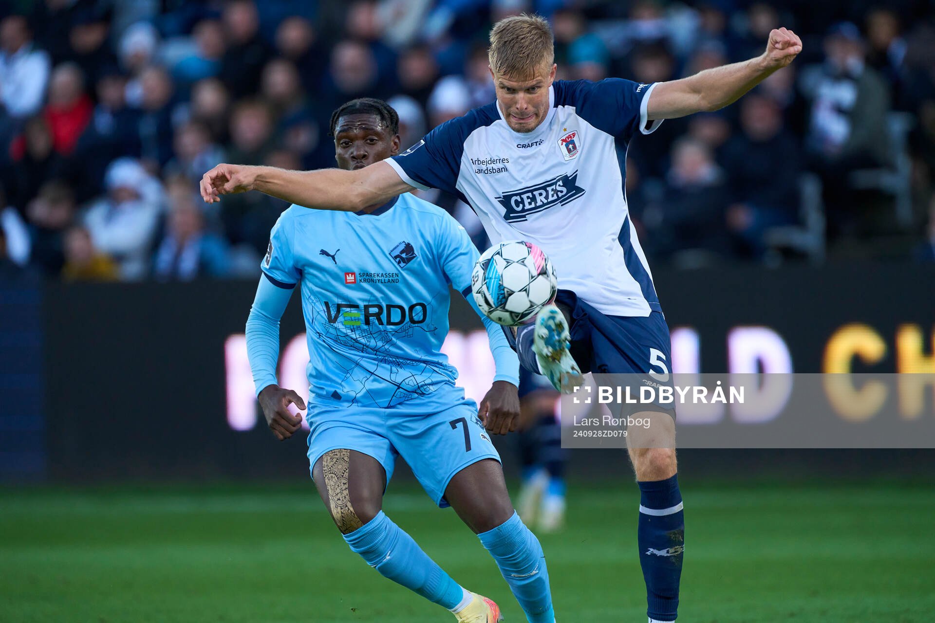 AARHUS, DENMARK - SEPTEMBER 28: Frederik Tingager of AGF