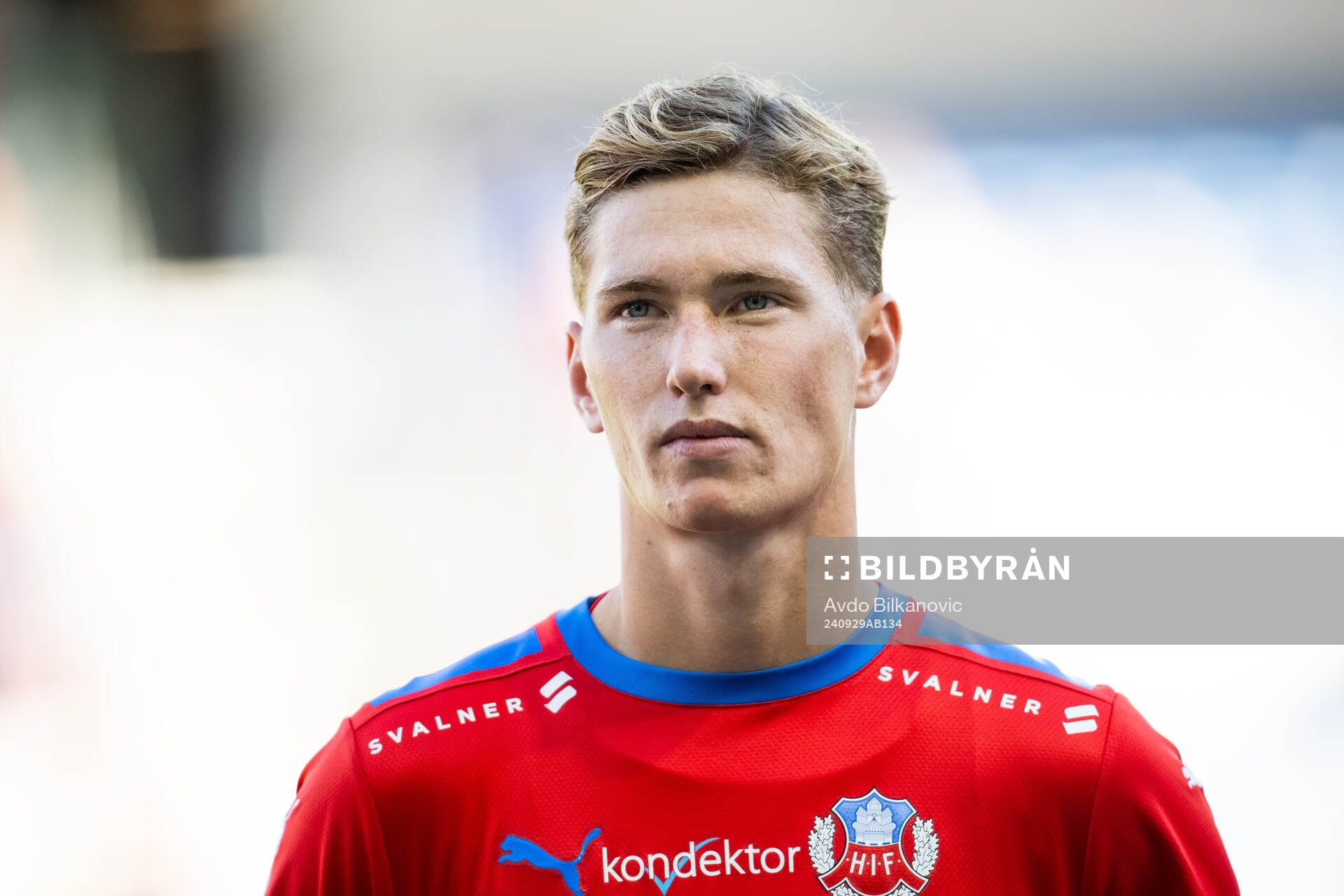 Helsingborgs Benjamin Örn under fotbollsmatchen i Superettan mellan Helsingborg och Gefle den 29 september 2024 i Helsingborg. 