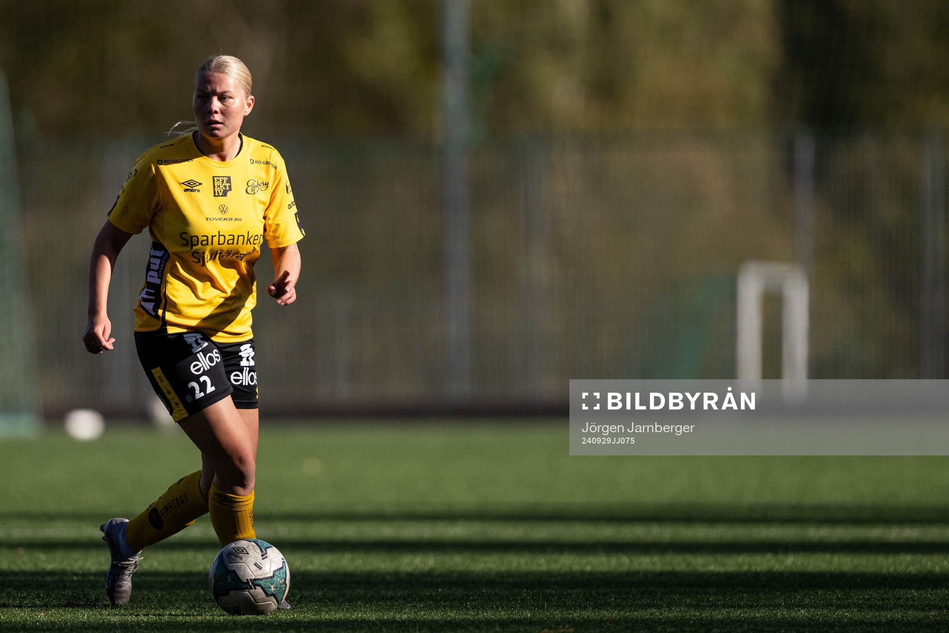 Elfsborgs Smilla Frödin under fotbollsmatchen i Division 4 södra mellan Kronäng och Elfsborg den 29 september 2024 i Borås. 