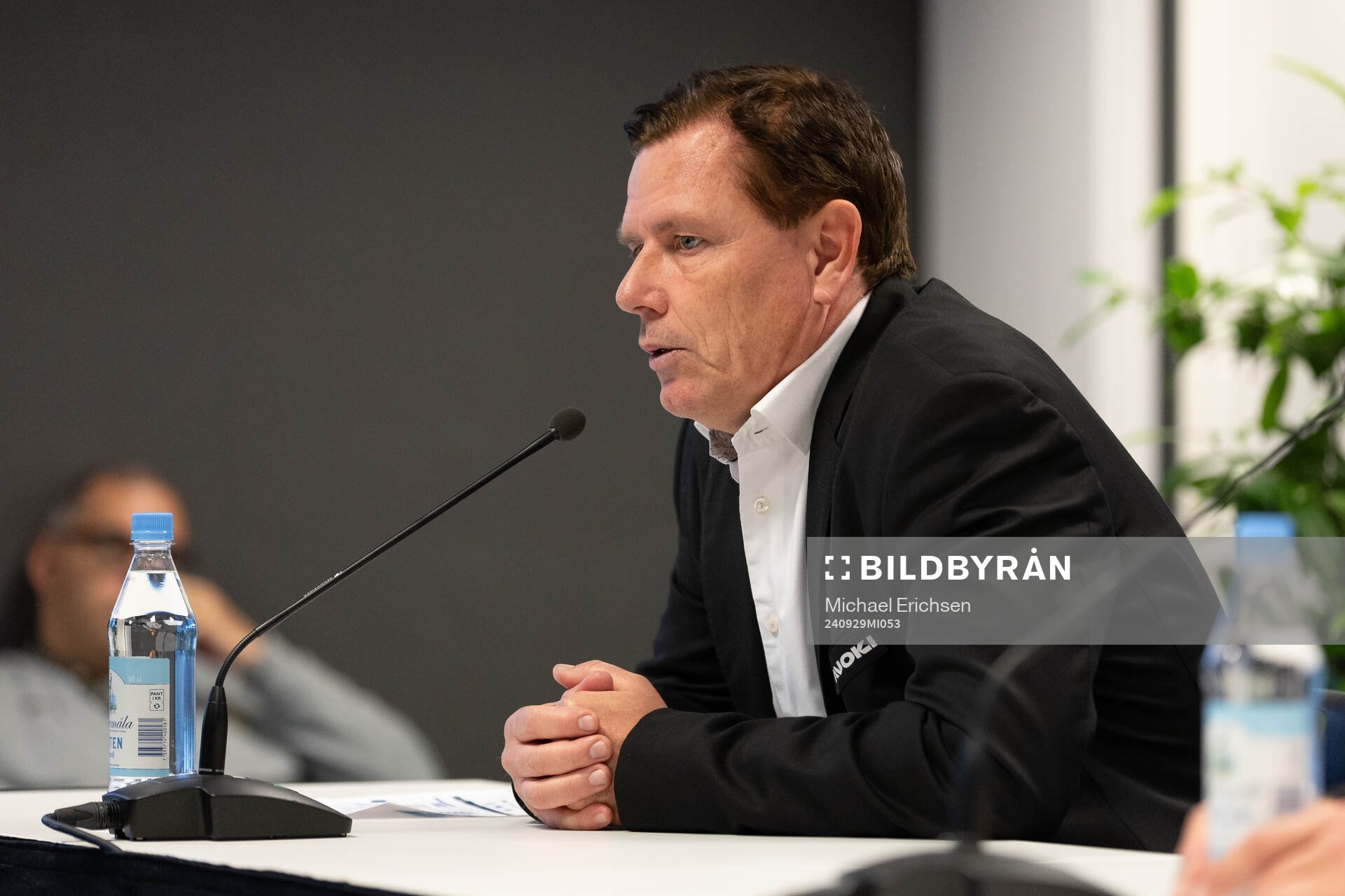 Sirius tränare Christer Mattiasson på presskonferensen efter fotbollsmatchen i Allsvenskan mellan Häcken och Sirius den 29 september 2024 i Göteborg.