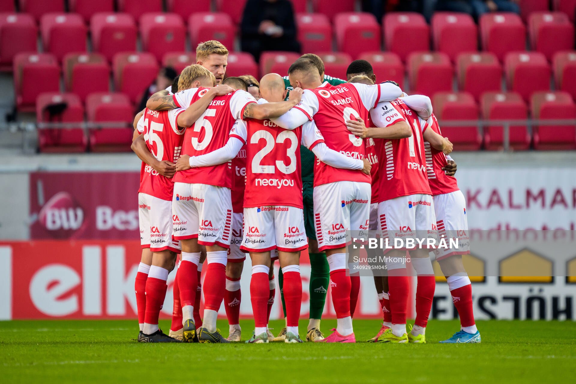 Kalmar spelare under fotbollsmatchen i Allsvenskan mellan Kalmar och Elfsborg den 29 september 2024 i Kalmar. 