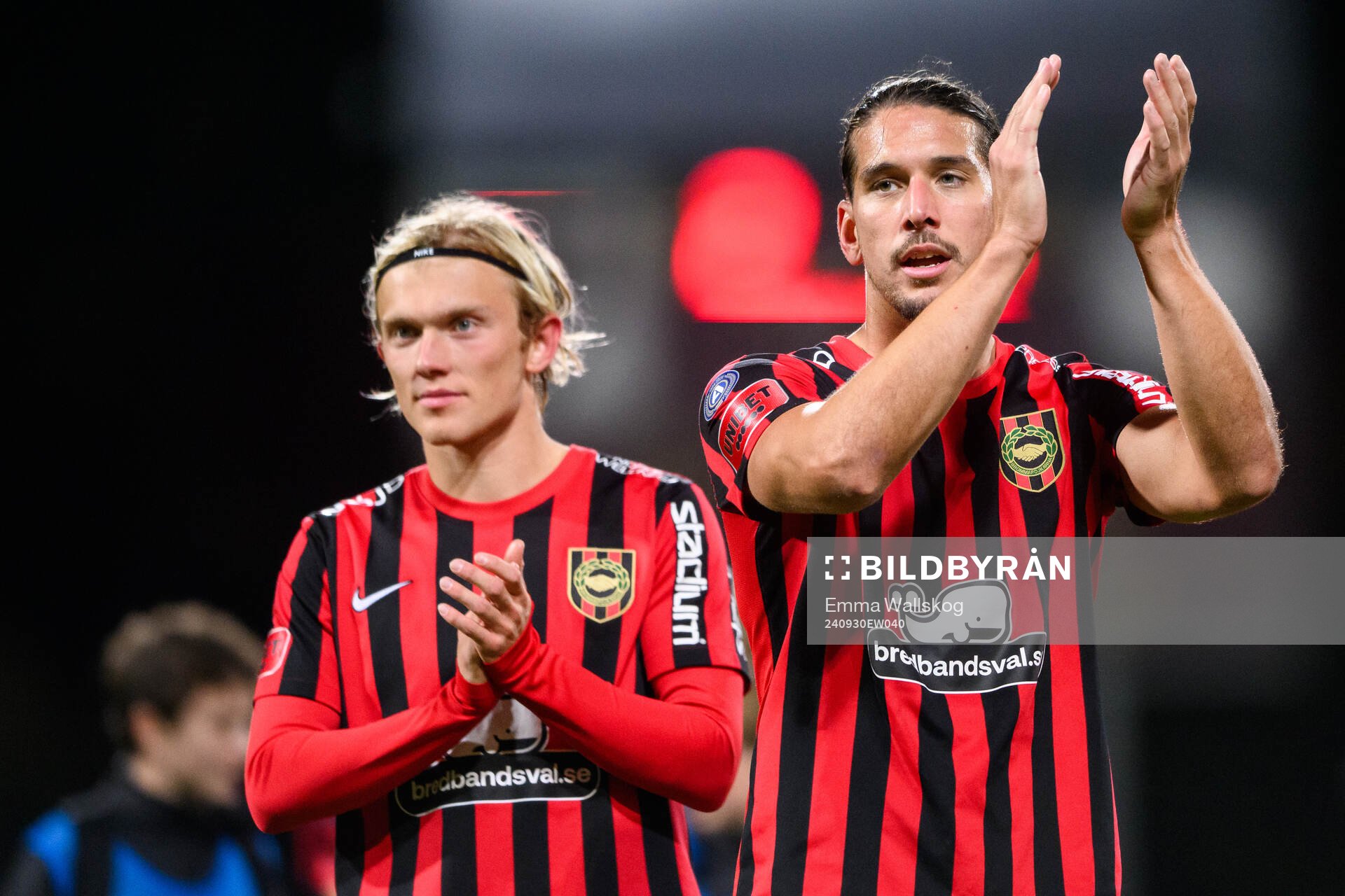 Brommapojkarnas Alexander Jensen och Nikola Vasic jublar