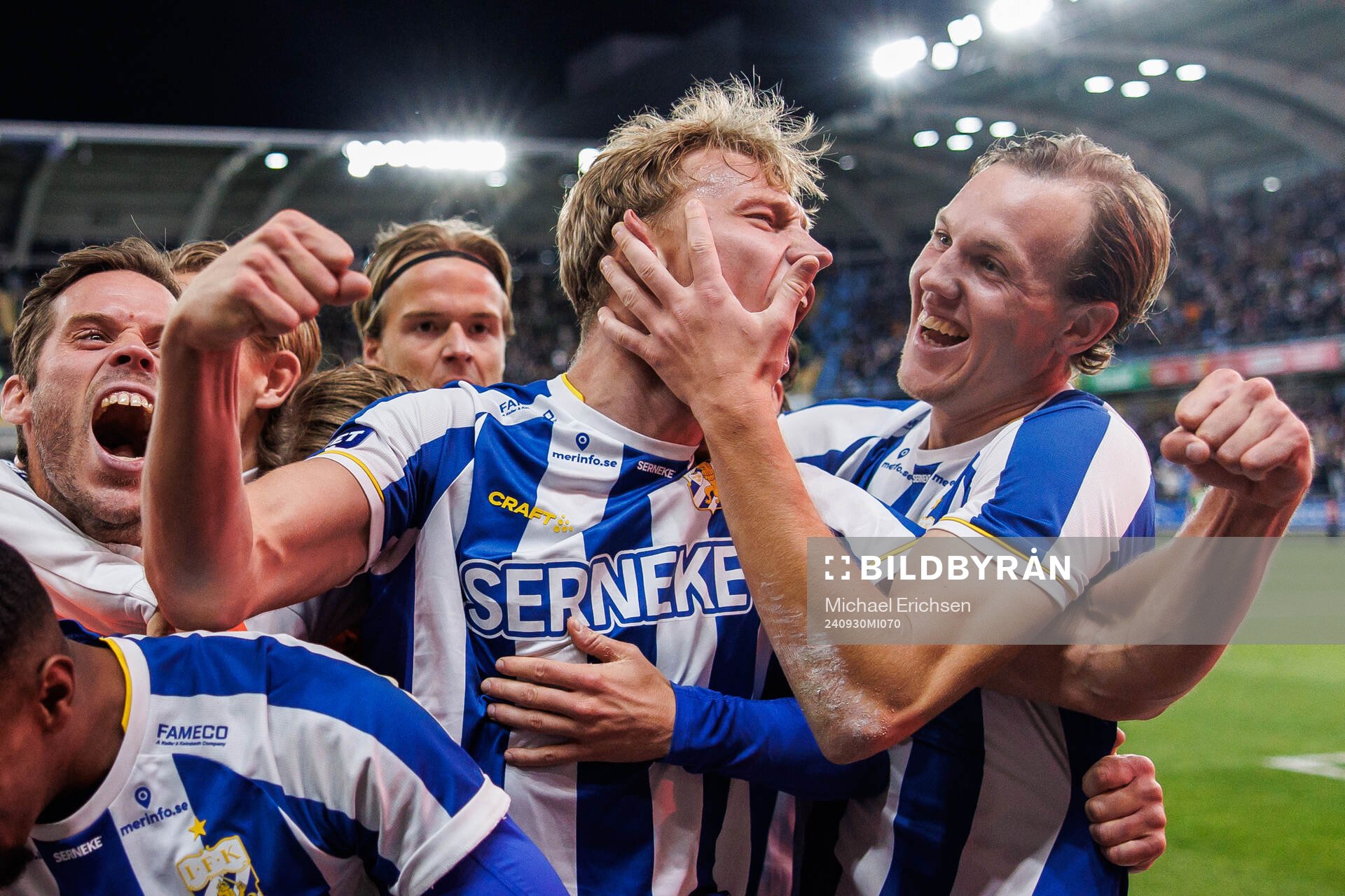 IFK Göteborgs Laurs Skjellerup jublar efter 2-0 under fotbollsmatchen i Allsvenskan mellan IFK Göteborg och GAIS den 30 september 2024 i Göteborg.