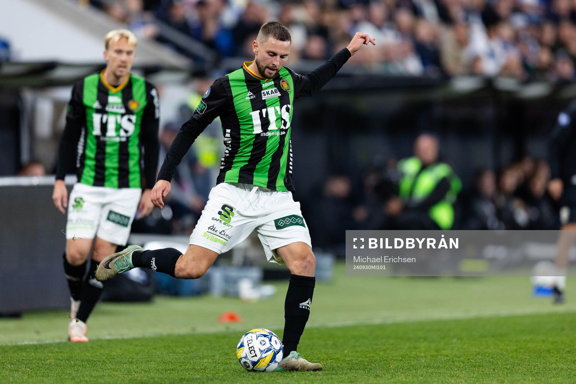 GAIS Axel Norén under fotbollsmatchen i Allsvenskan mellan IFK Göteborg och GAIS den 30 september 2024 i Göteborg. 
