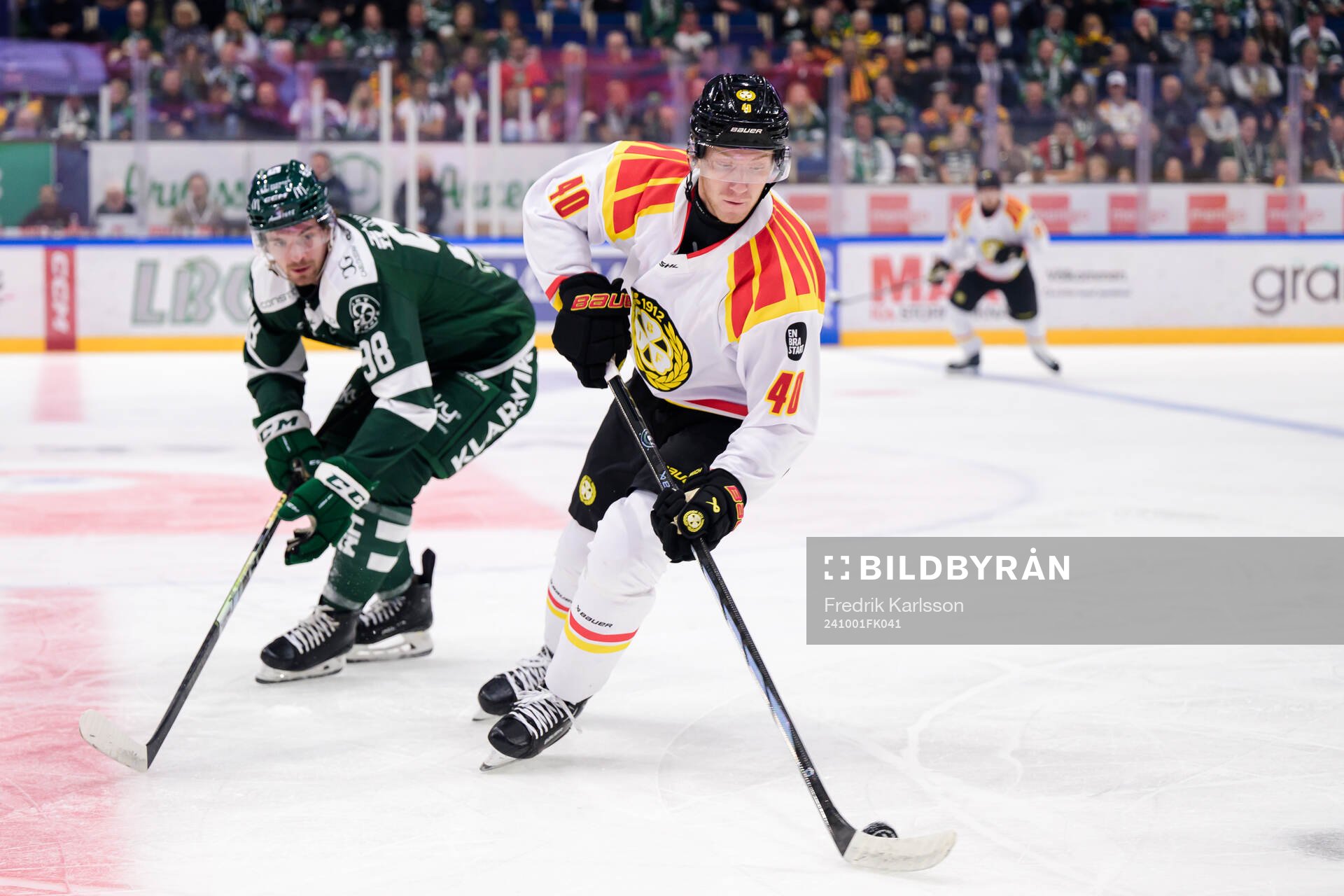 Färjestads Marian Studenic och <rr40<under ishockeymatchen
