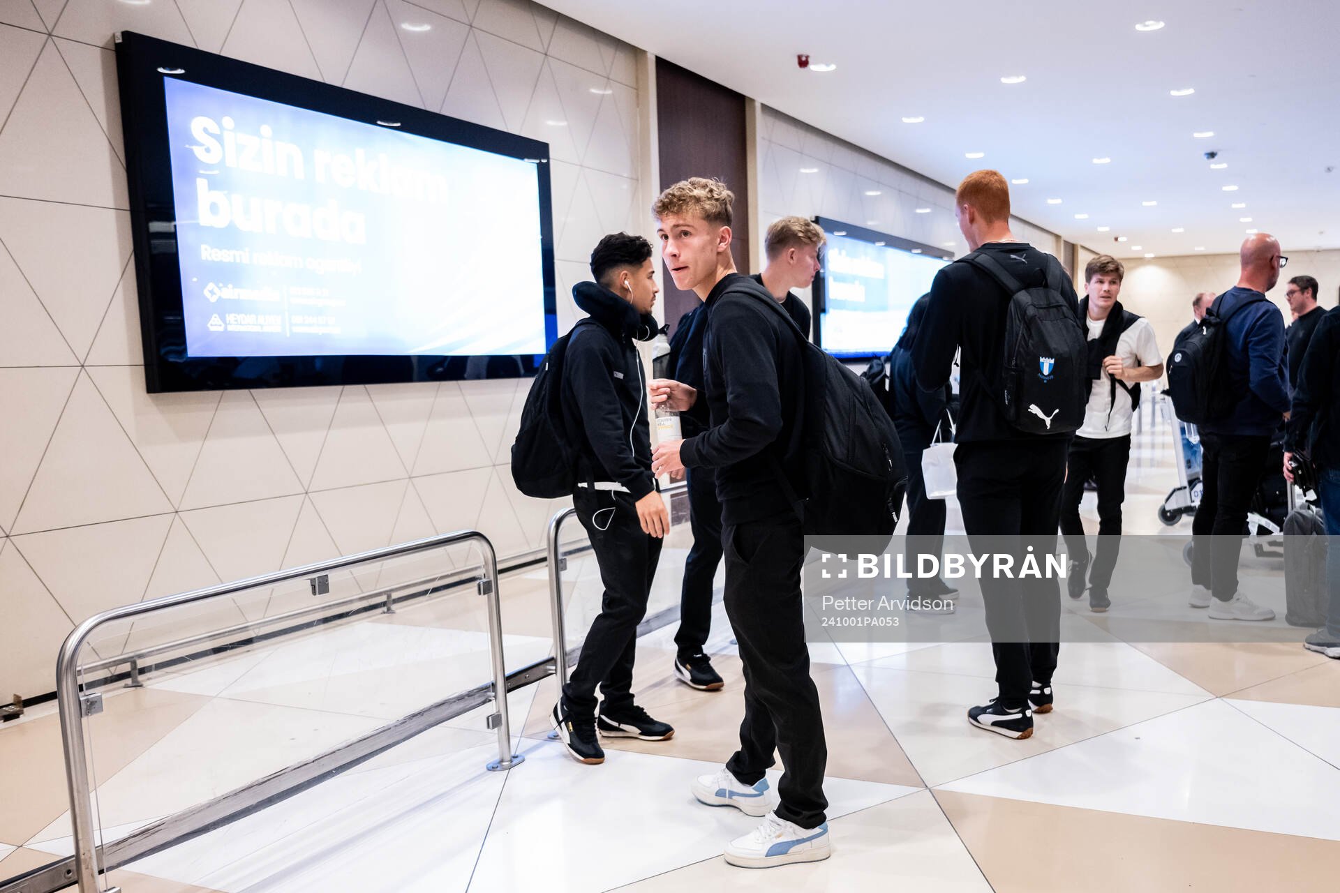 Hugo Bolin of Malmö FF arrives in Baku