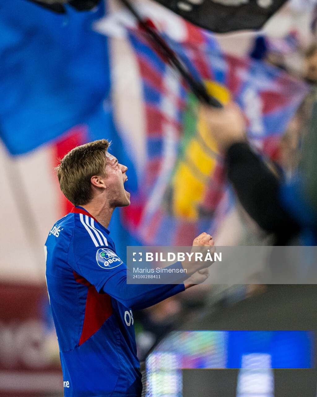 Mees Rijks of Vålerenga celebrates after scoring the 3-0 goal during the OBOS-ligaen match between Vålerenga and Mjøndalen on October 2, 2024 in Oslo.