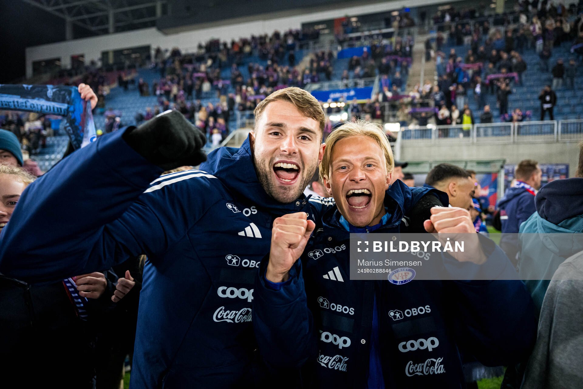 Muamer Brajanac and Carl Lange of Vålerenga celebrates