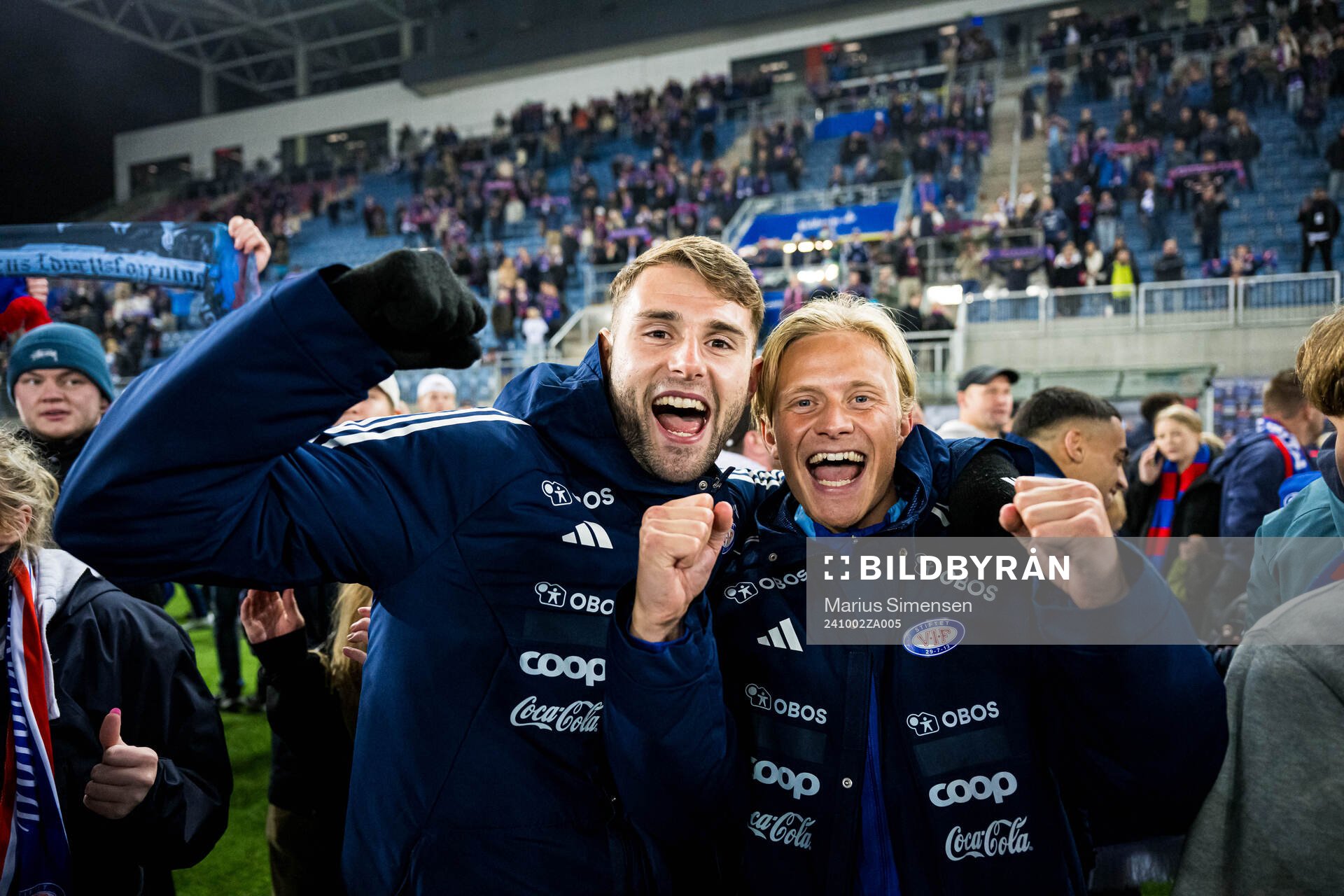 Muamer Brajanac and Carl Lange of Vålerenga celebrates