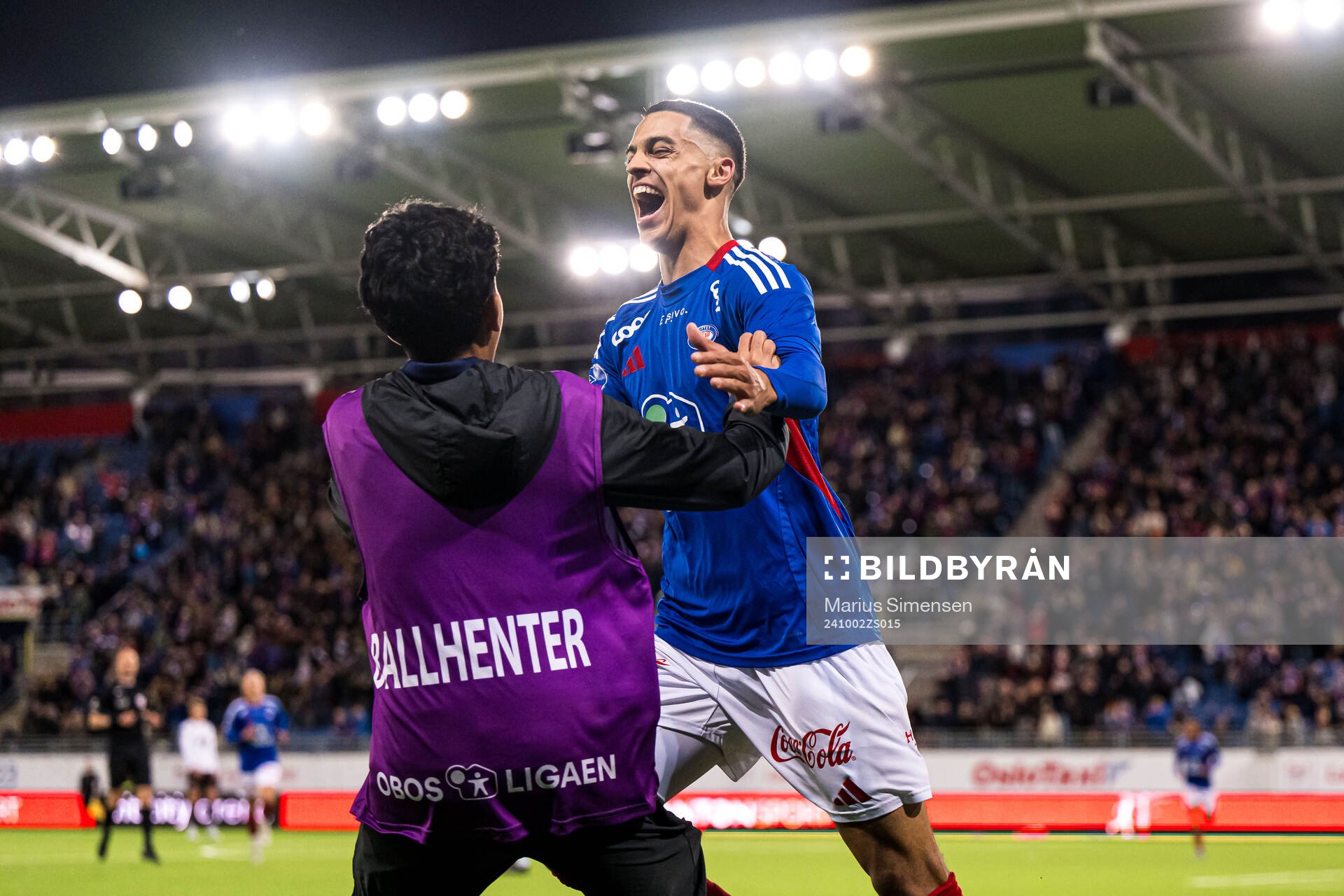 Jones El-Abdellaoui of Vålerenga celebrates after scoring the 1-0 goal during the OBOS-ligaen match between Vålerenga and Mjøndalen on October 2, 2024 in Oslo.