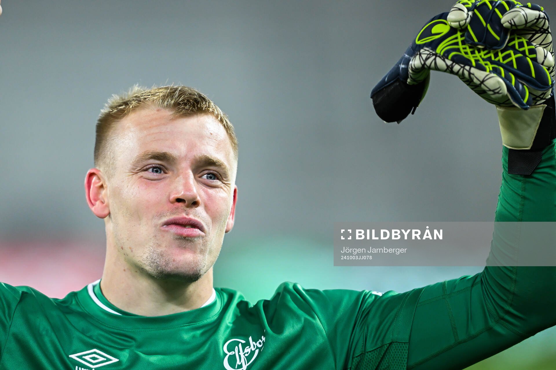 Goalkeeper Isak Pettersson of Elfsborg celebrates