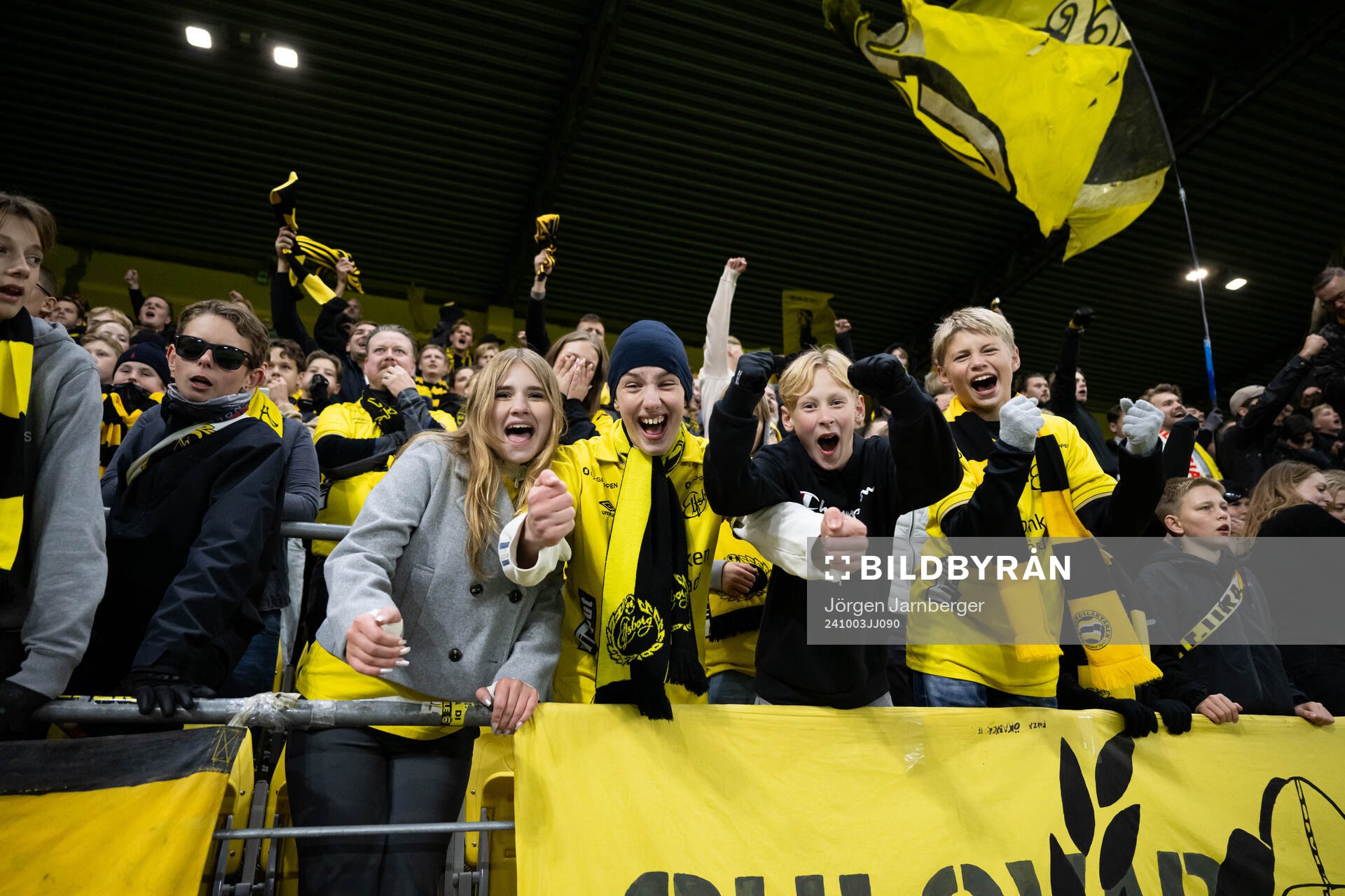 Supporters of Elfsborg celebrate in the stands