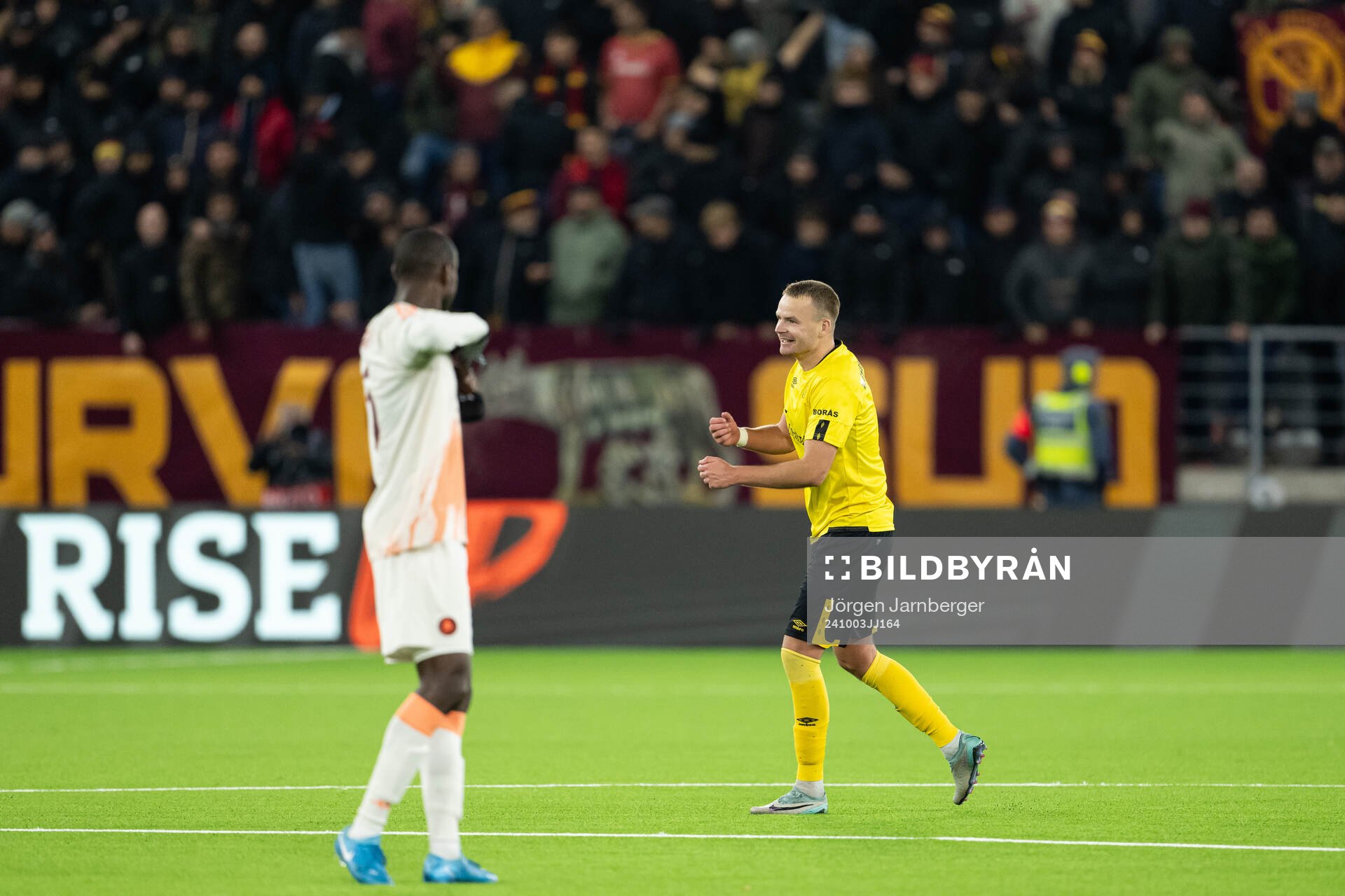 Gustav Henriksson of Elfsborg celebrates after the UEFA Europa League between Elfsborg and Roma on October 3, 2024 in Borås. 