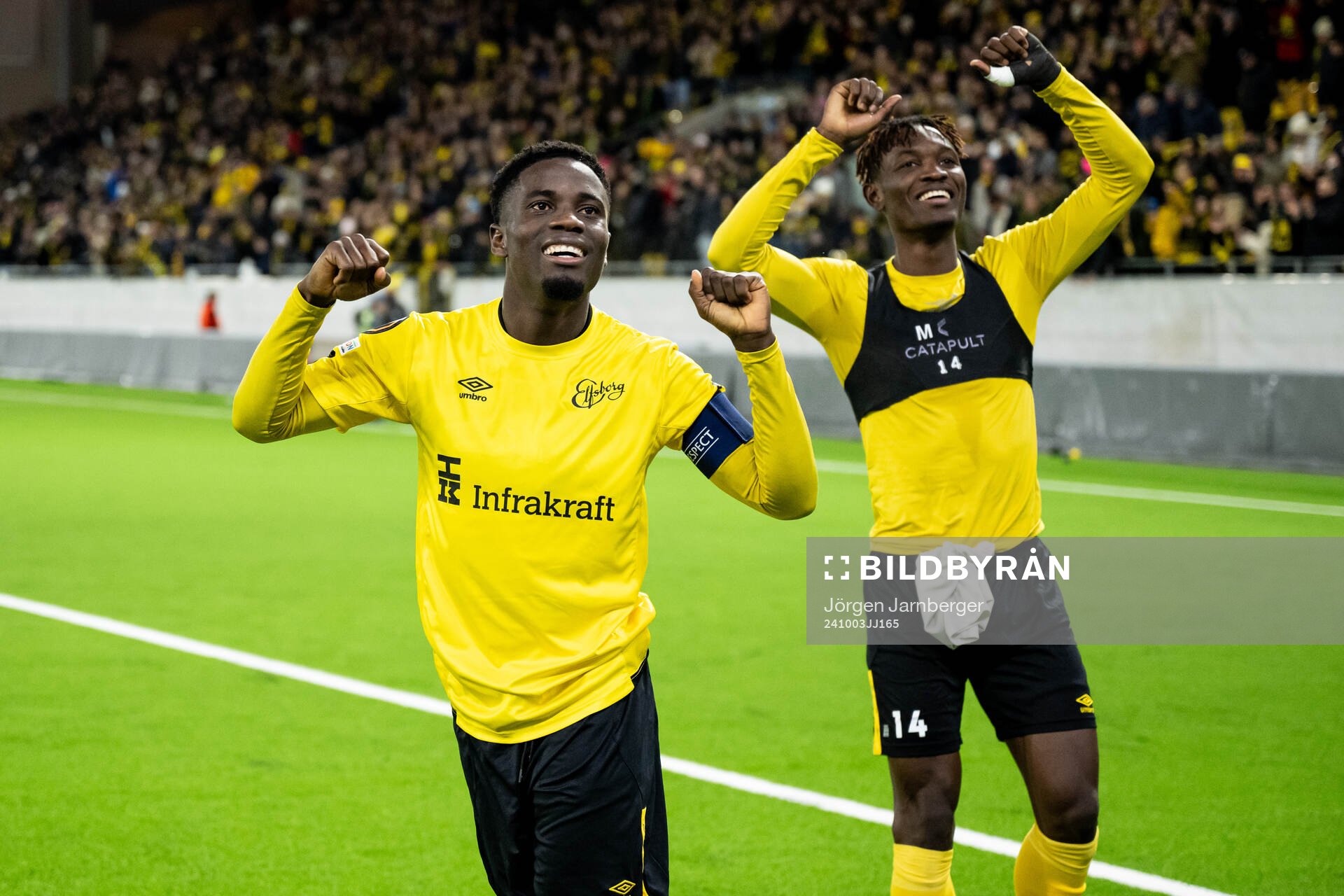Michael Baidoo and Jalal Abdullai of Elfsborg celebrate