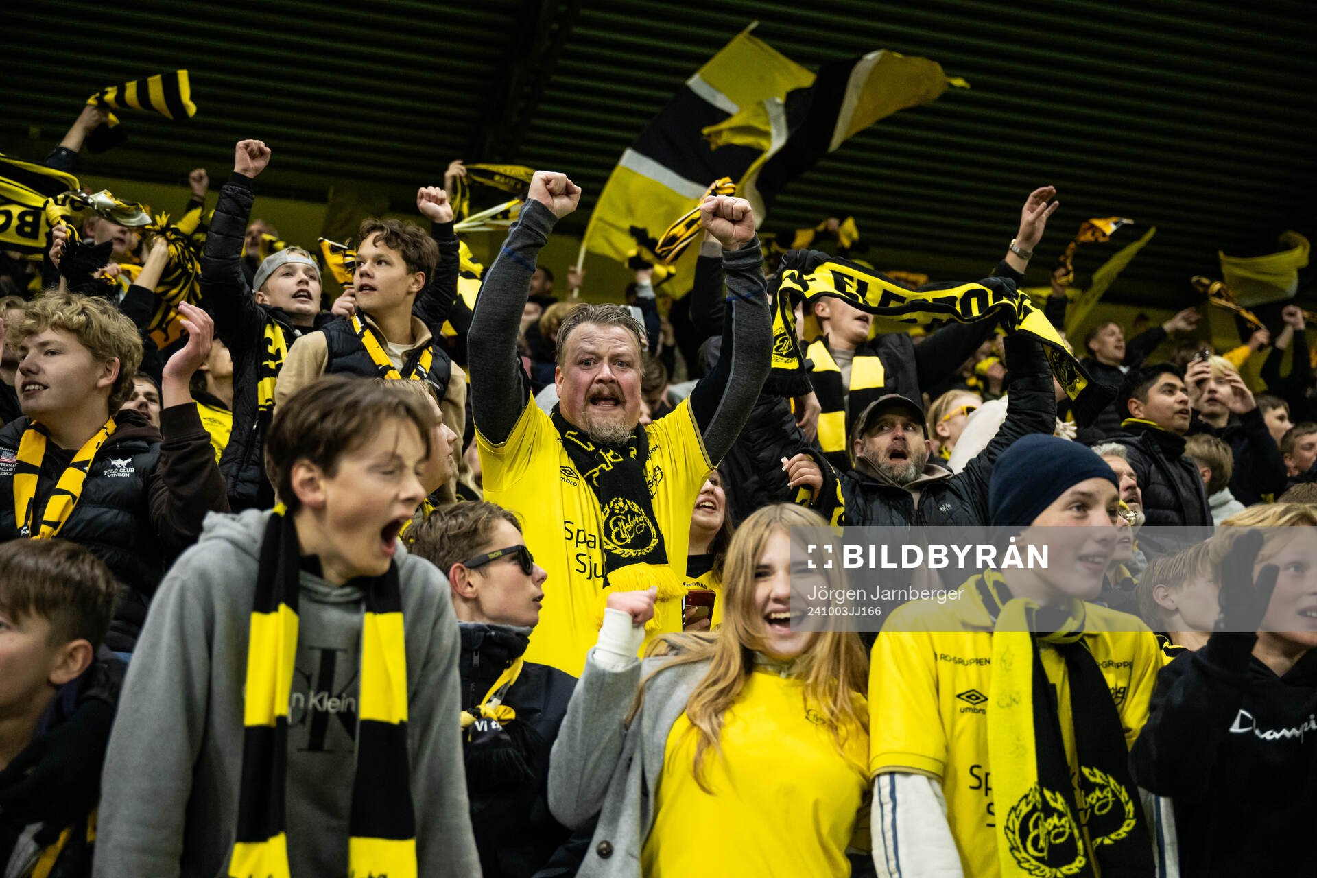 Supporters of Elfsborg celebrate in the stands
