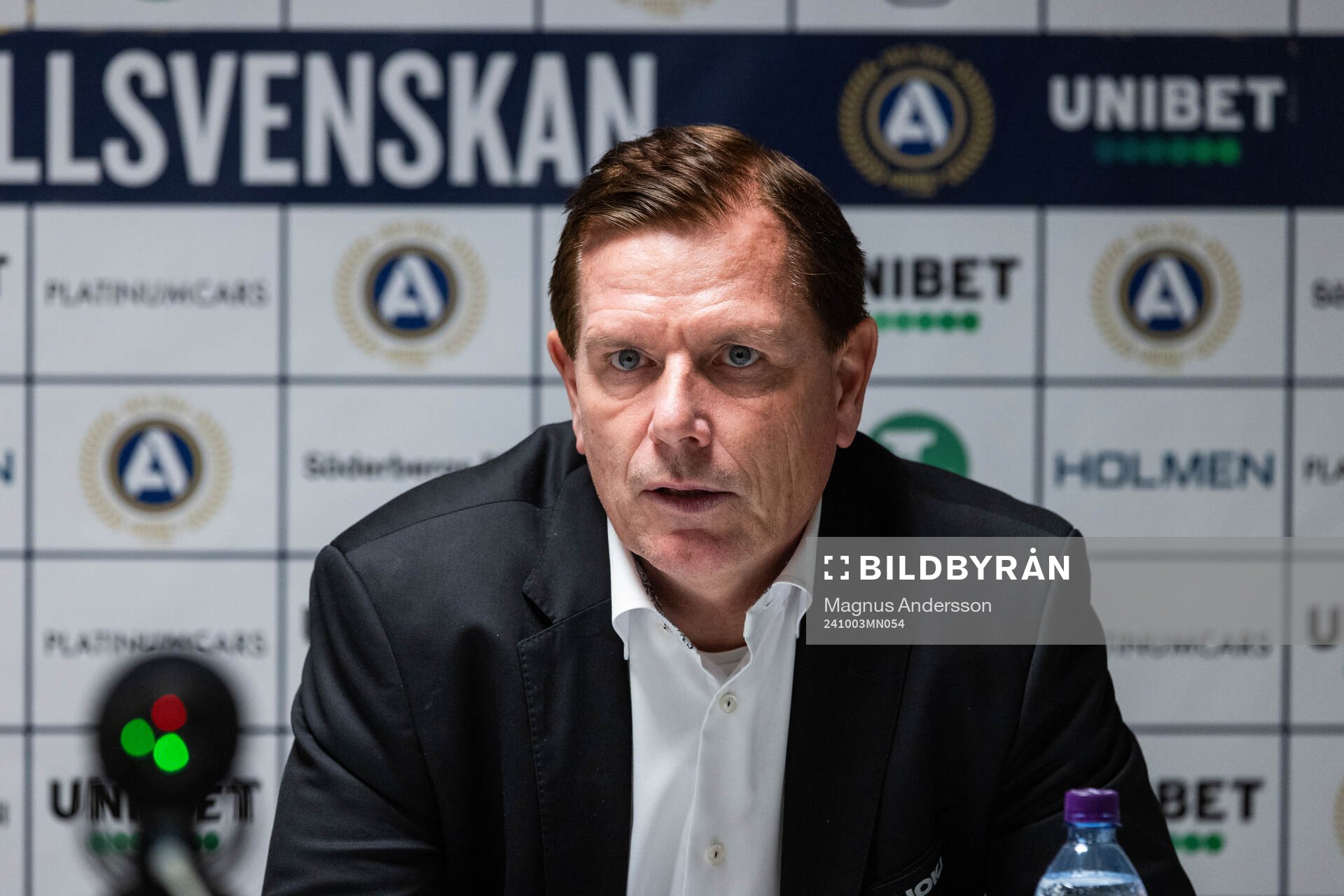 Sirius tränare Christer Mattiasson på presskonferensen efter fotbollsmatchen i Allsvenskan mellan IFK Norrköping och Sirius den 3 oktober 2024 i Norrköping.