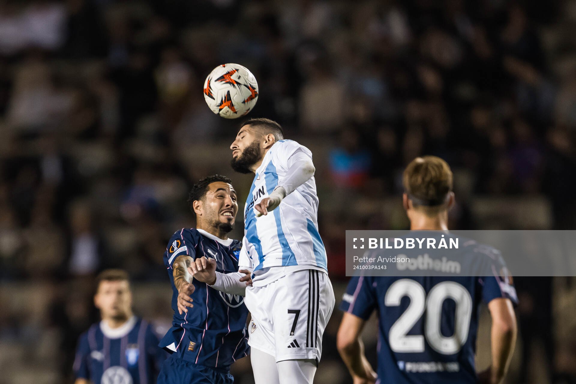 Sergio Pena of Malmö FF and Yassine Benzia of Qarabag