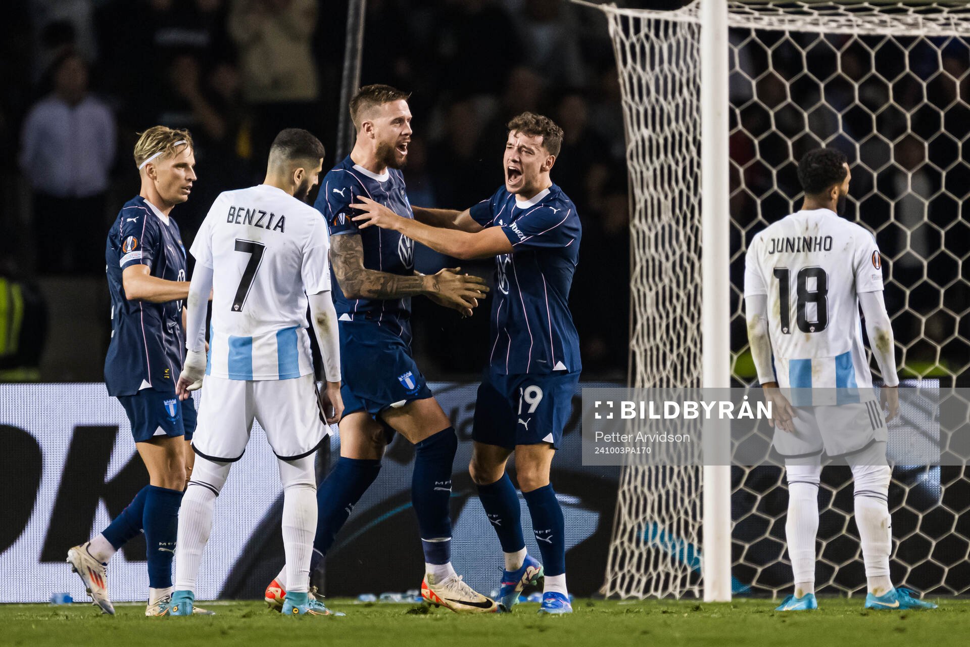 Pontus Jansson and Colin Rösler of Malmö FF celebrating