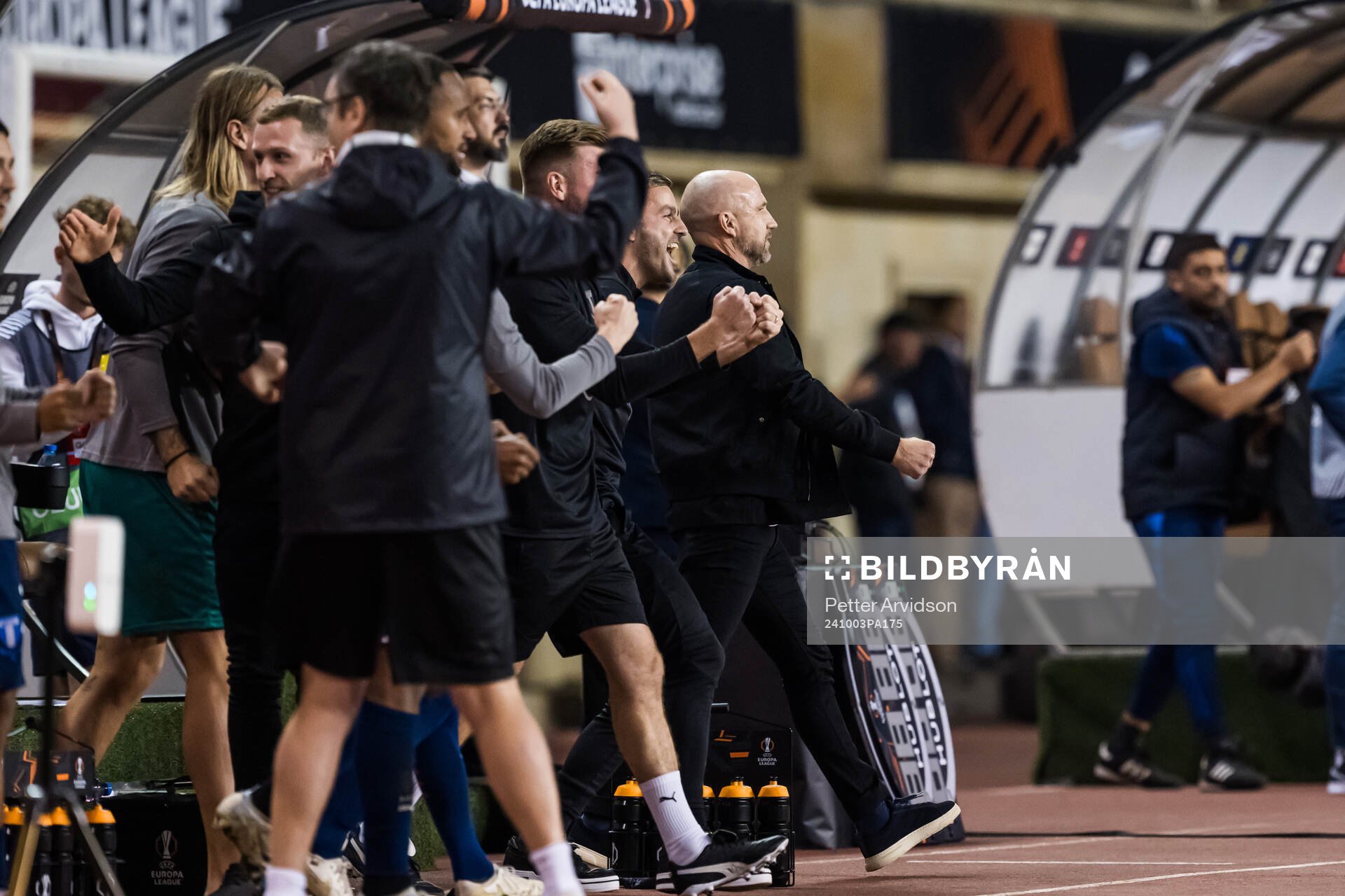 Head coach Henrik Rydström of Malmö FF celebrates