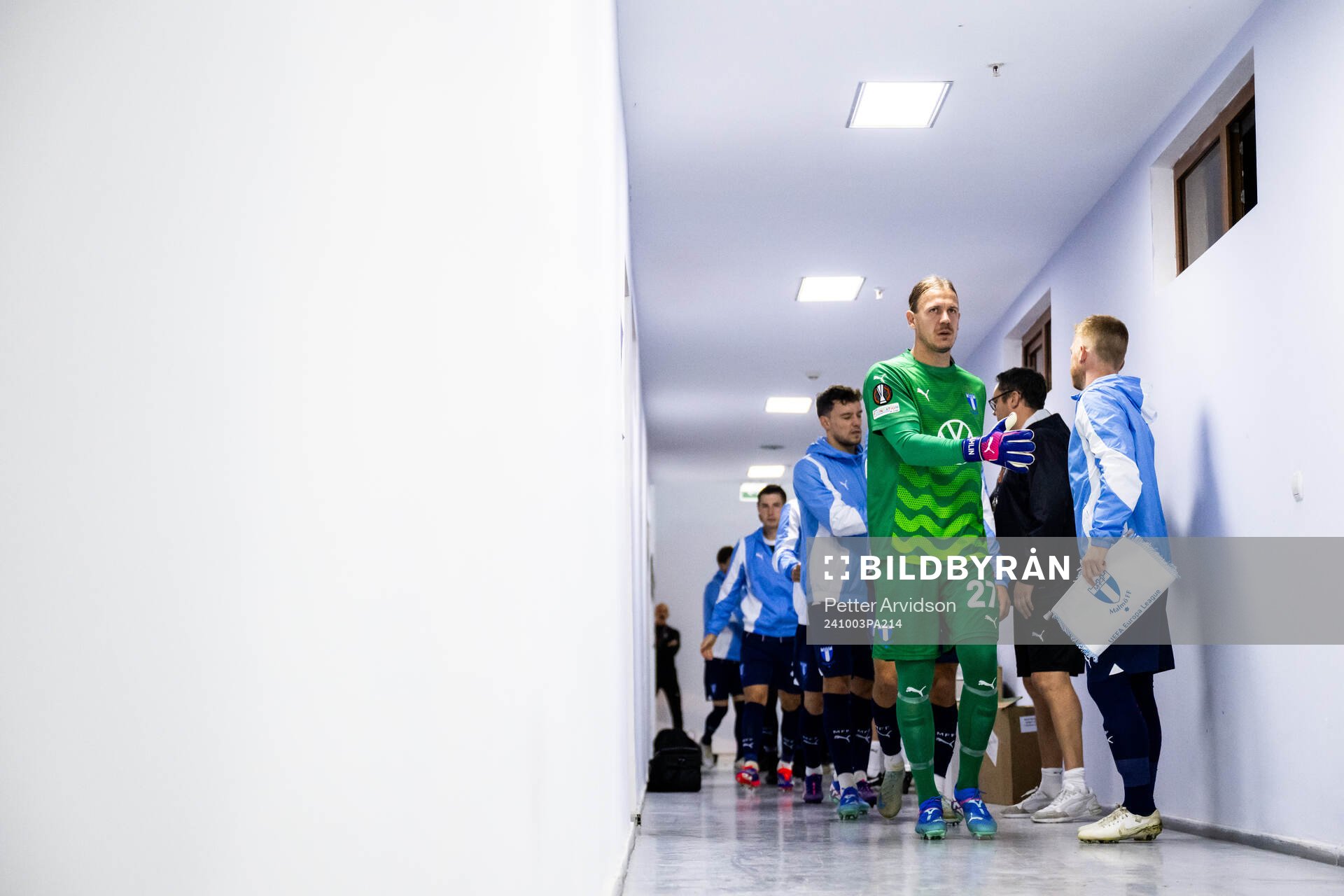 Goalkeeper Johan Dahlin and Anders Christiansen of Malmö FF