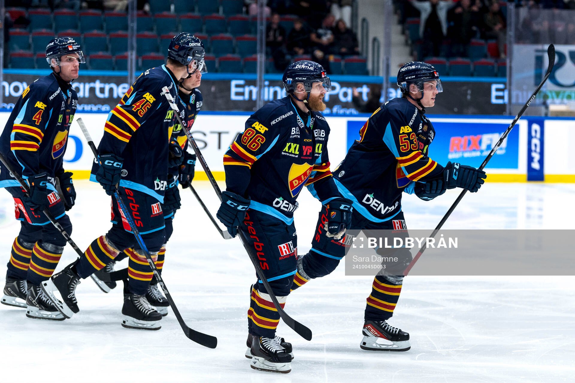 Djurgårdens Edvin Hammarlund, Hugo Blixt, Linus Klasen och