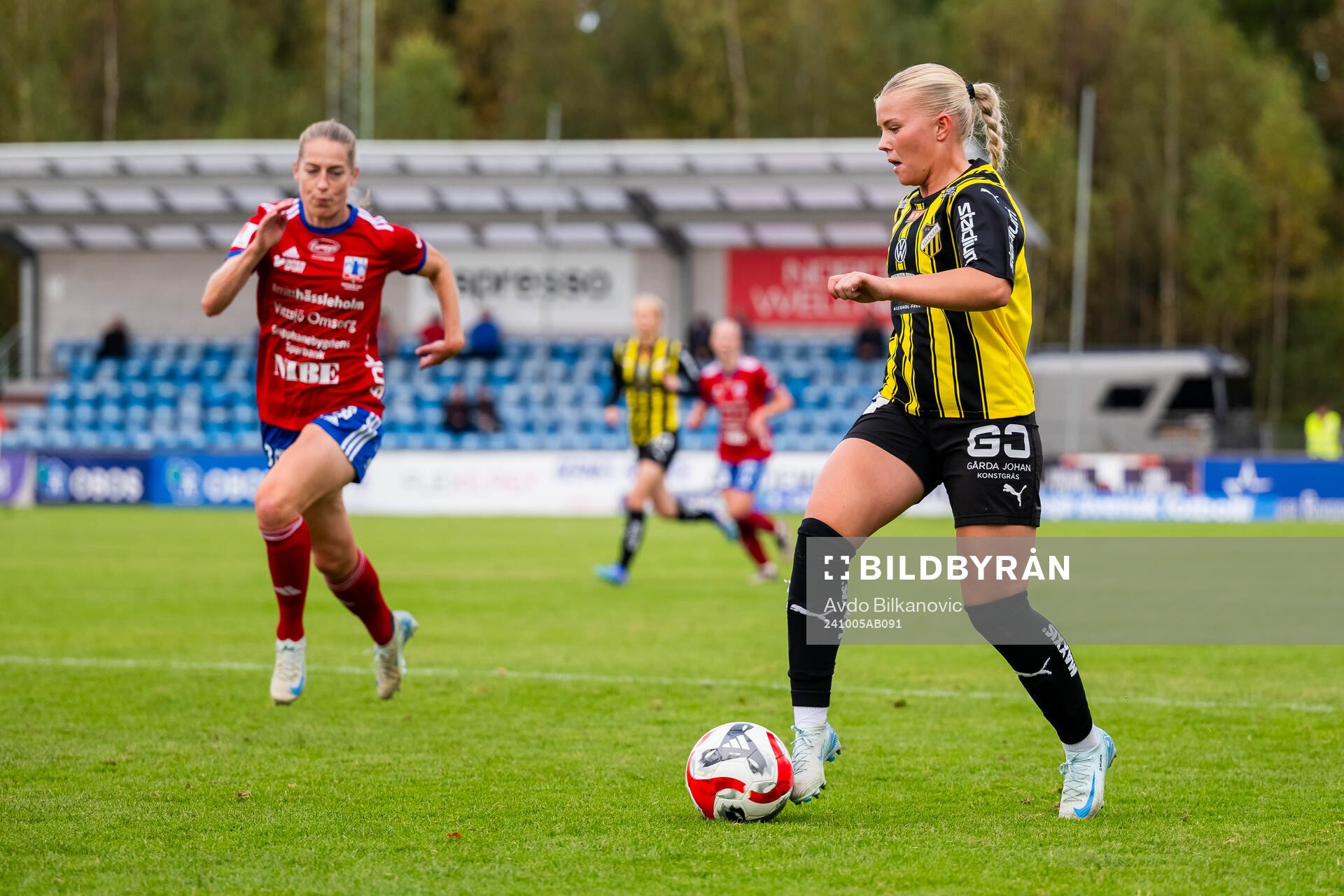 Häckens Matilda Nildén under fotbollsmatchen i Damallsvenskan mellan Vittsjö och Häcken den 5 oktober 2024 i Vittsjö. 