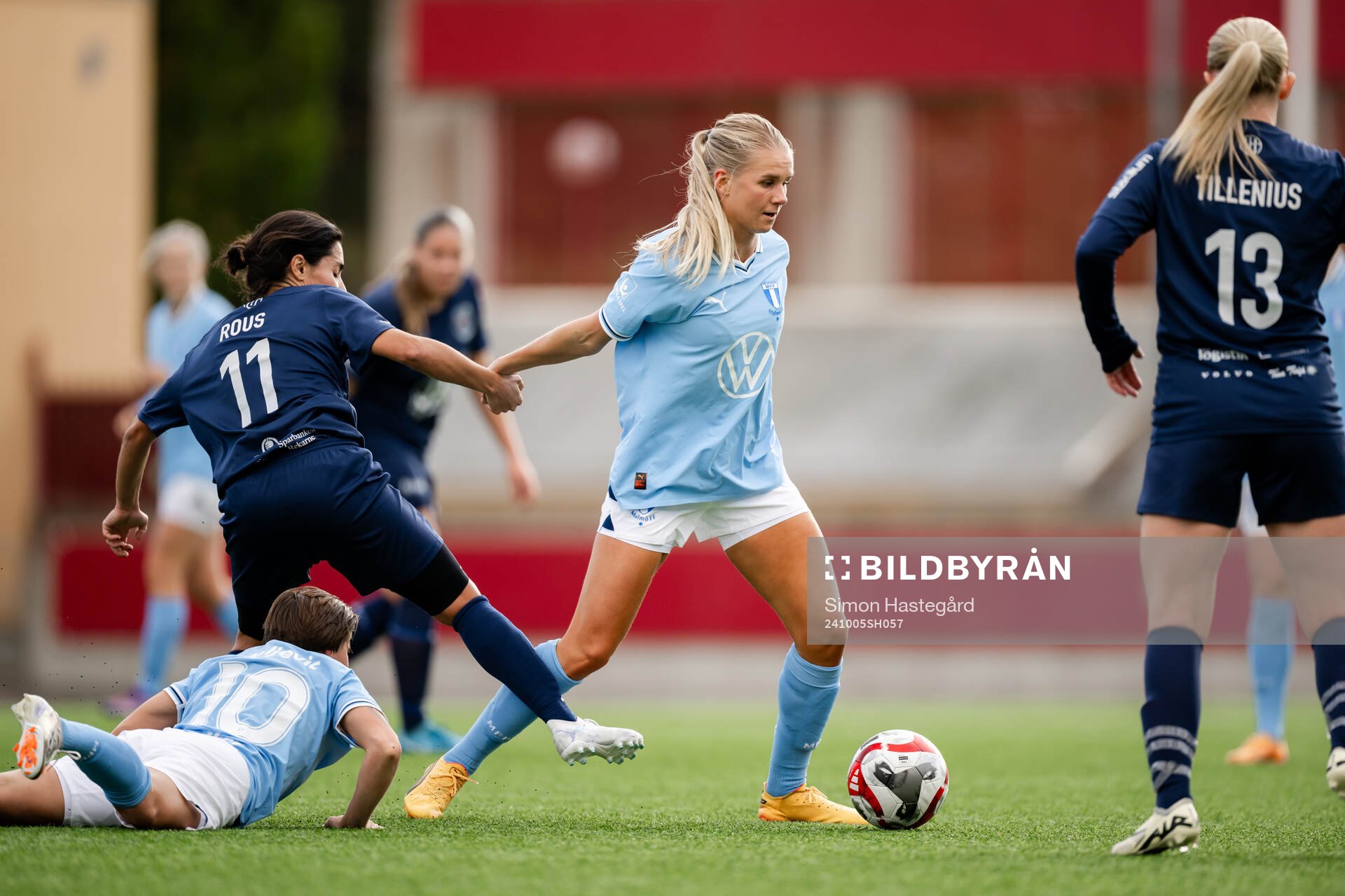 Malmö FFs Nellie Lilja under fotbollsmatchen i Elitettan mellan Eskilstuna United och Malmö FF den 5 oktober 2024 i Eskilstuna. 