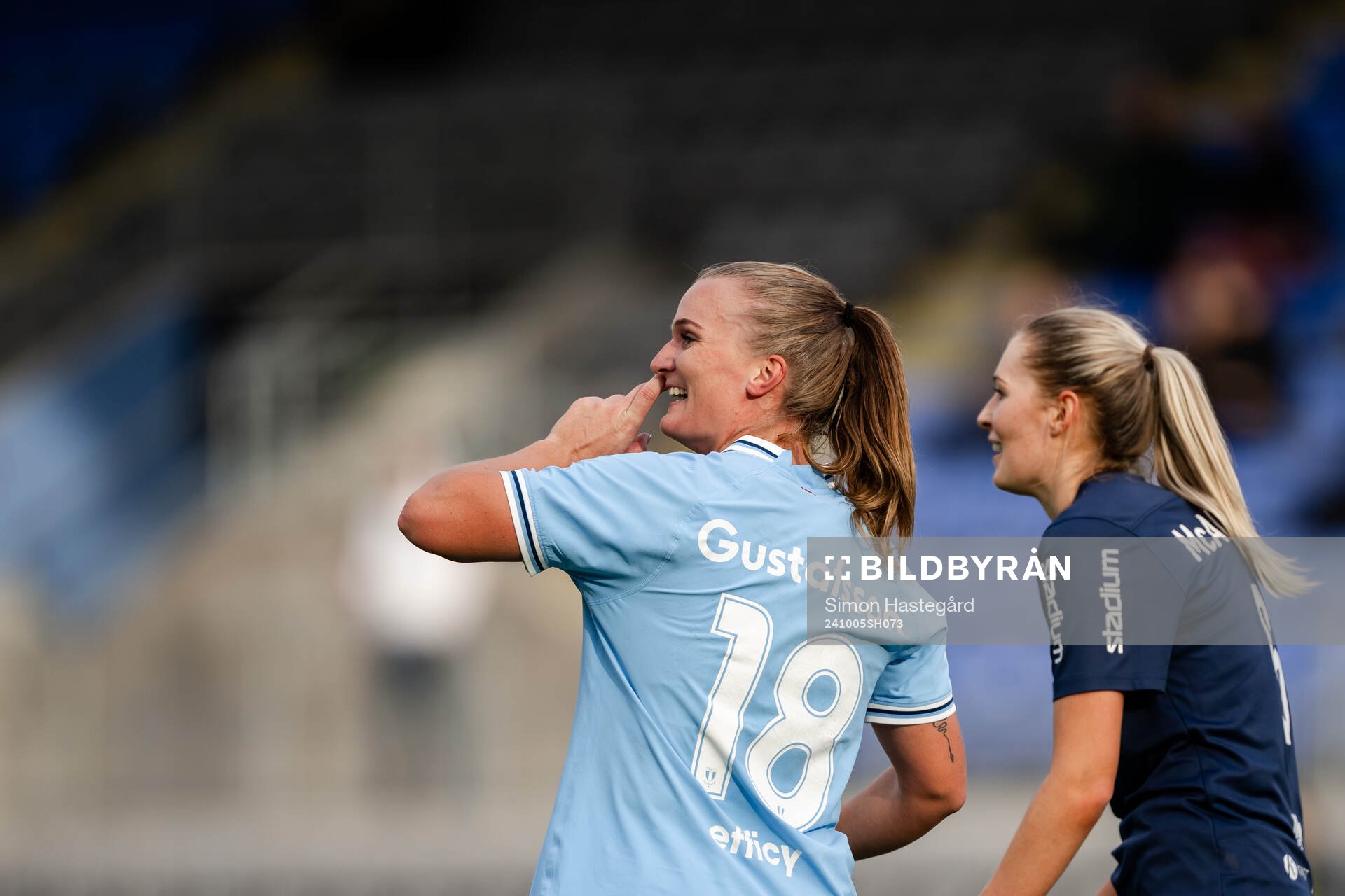 Malmö FFs Lovisa Gustafsso under fotbollsmatchen i Elitettan mellan Eskilstuna United och Malmö FF den 5 oktober 2024 i Eskilstuna.
