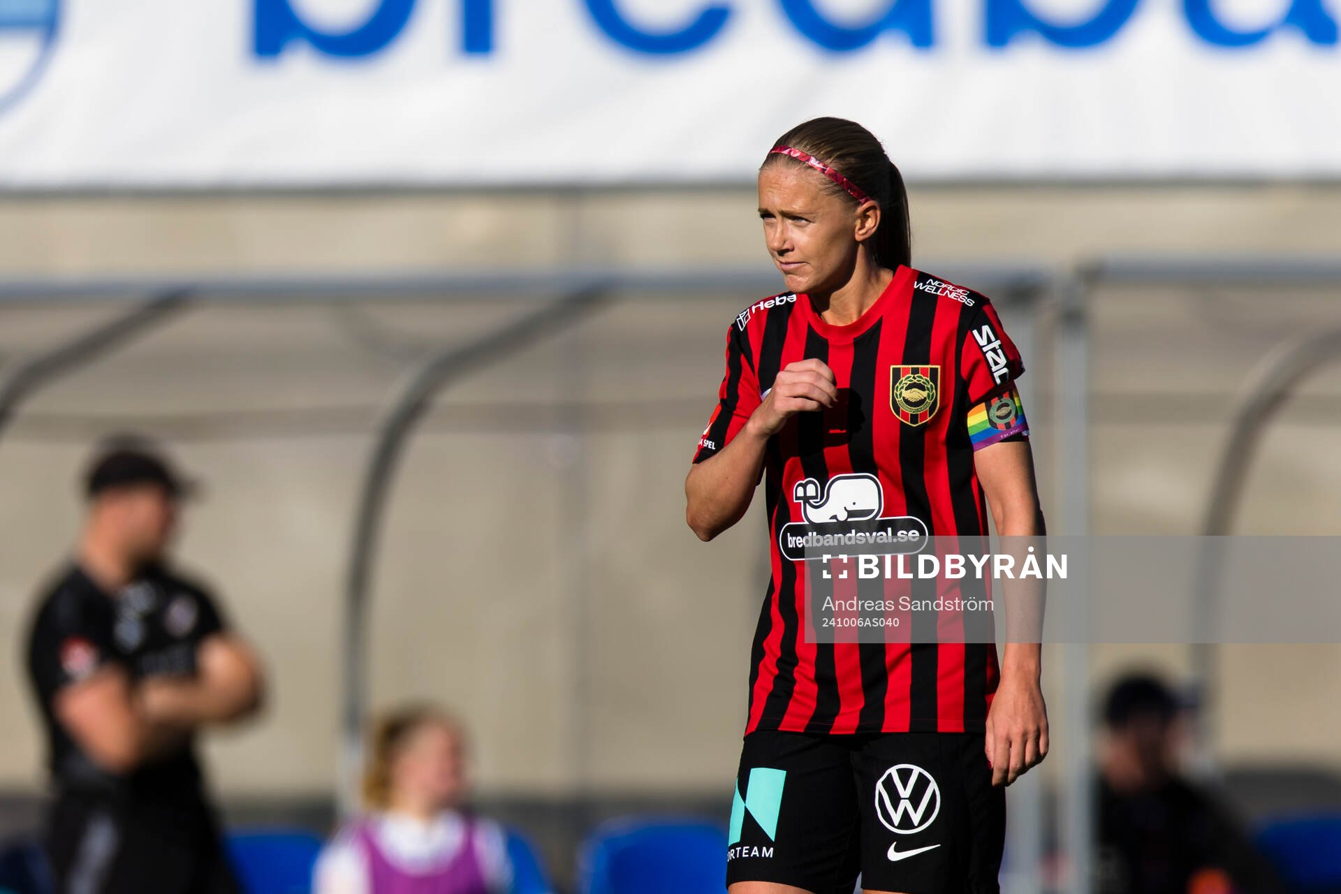 Brommapojkarnas Elsa Karlsson under fotbollsmatchen i Damallsvenskan mellan Brommapojkarna och IFK Norrköping den 6 oktober 2024 i Stockholm.
