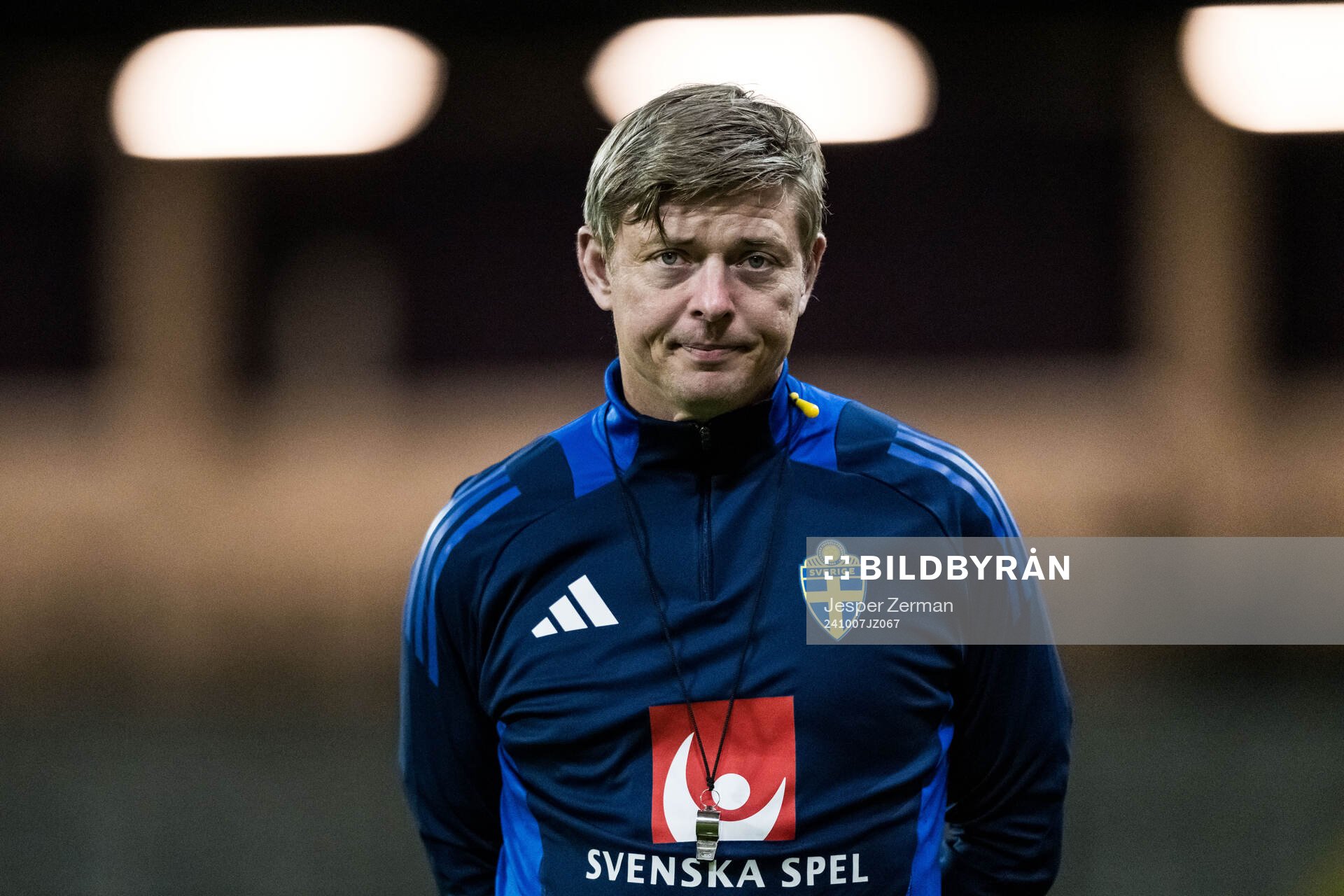 Head coach Jon Dahl Tomasson of the Swedish men's football national team at a training session on October 7, 2024 in Stockholm. 