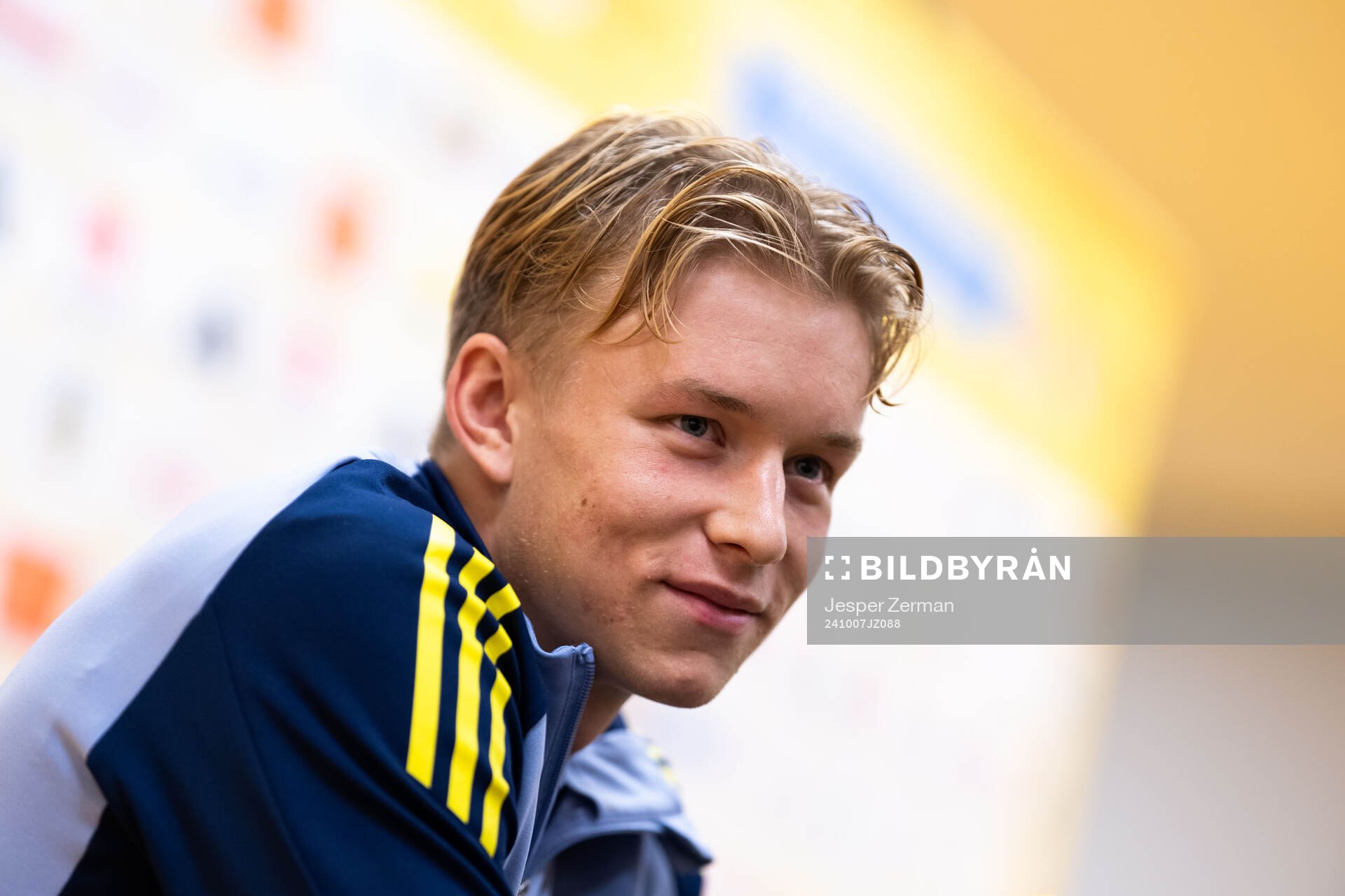 Daniel Svensson of the Swedish men's football national team in mixed zone after a training session on October 7, 2024 in Stockholm. 