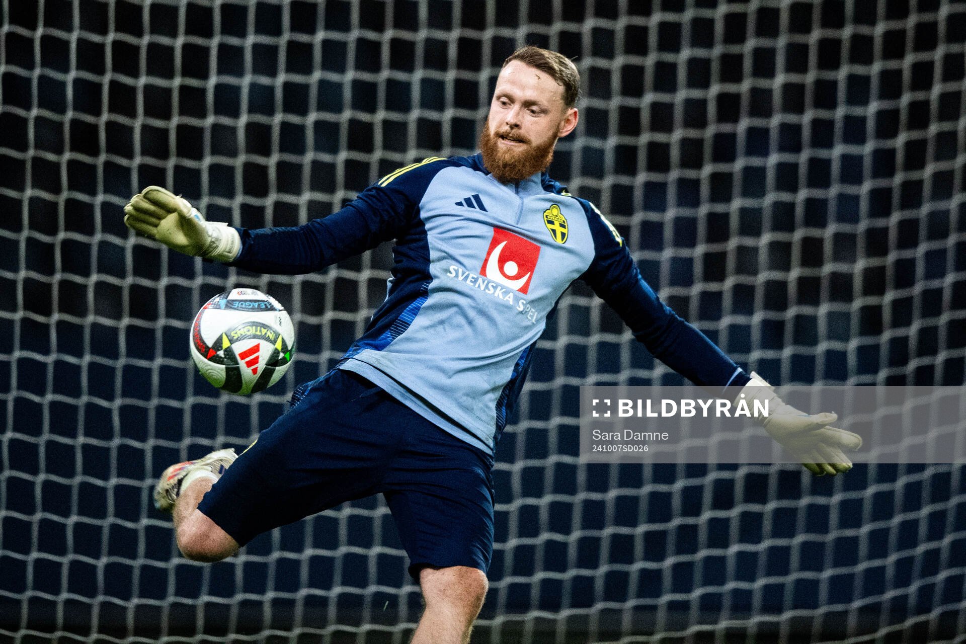 Goalkeeper Viktor Johansson of the Swedish men's football