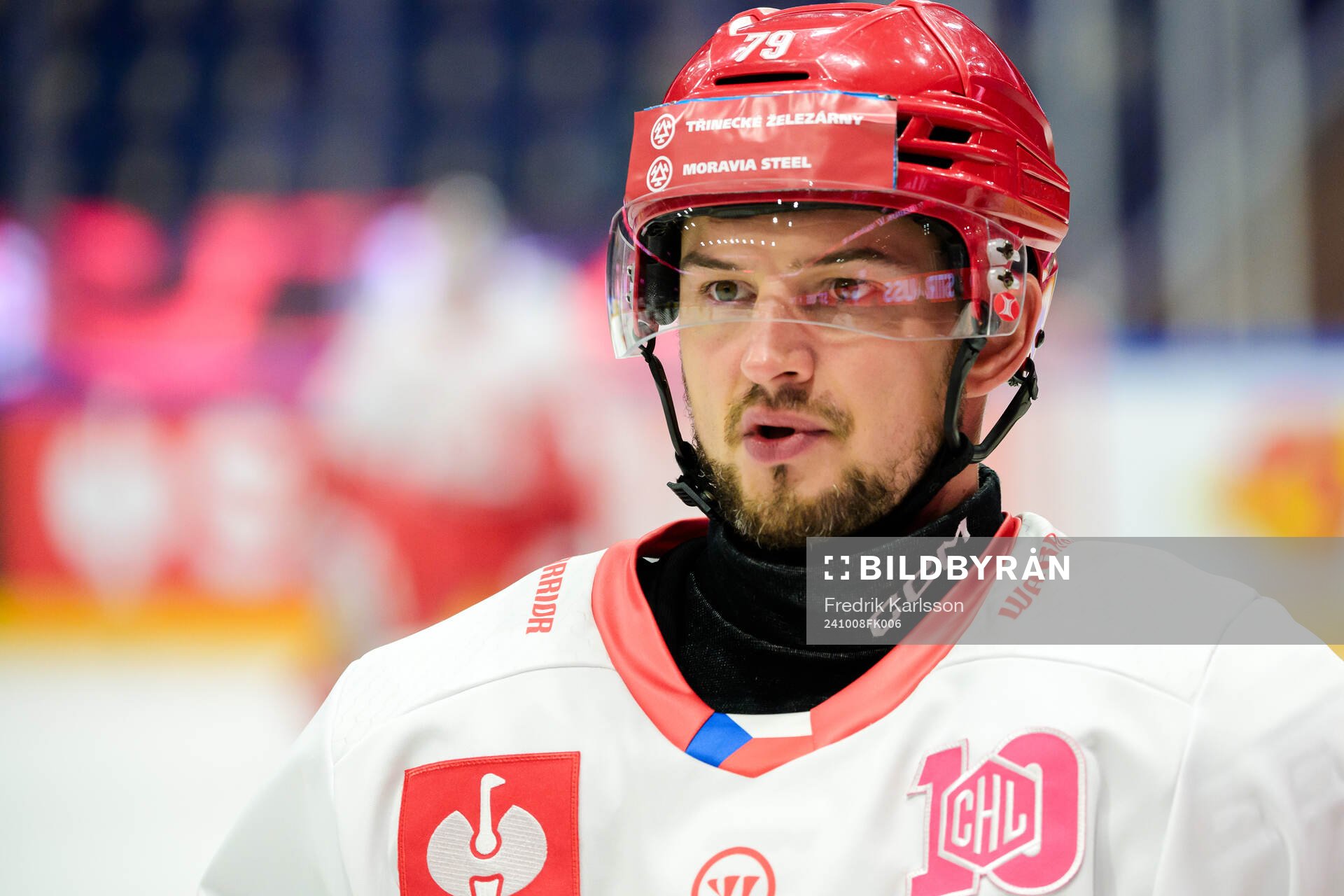 Libor Hudacek of Ocelari Trinec ahead the CHL game between
