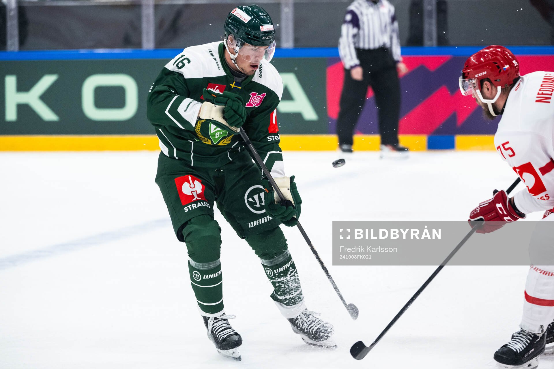 Alexander Ljungkrantz of Färjestad and Richard Nedomlel of