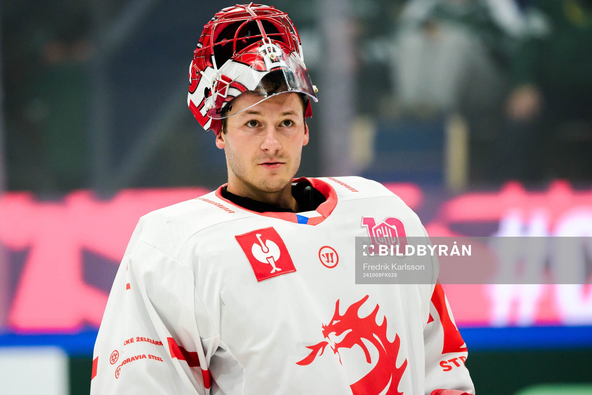 goaltender Marek Mazanec of Ocelari Trinec