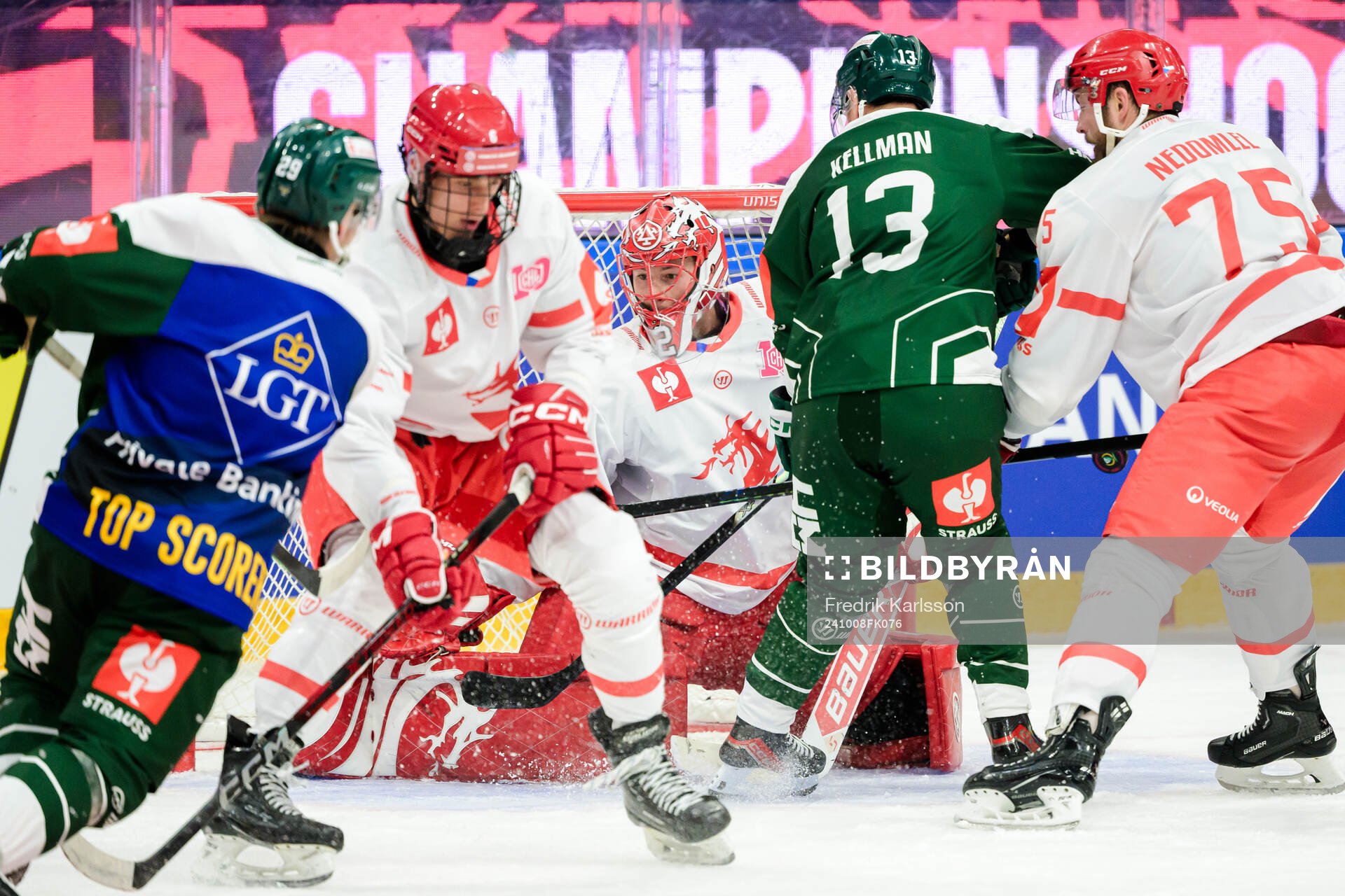 goaltender Marek Mazanec of Ocelari Trinec