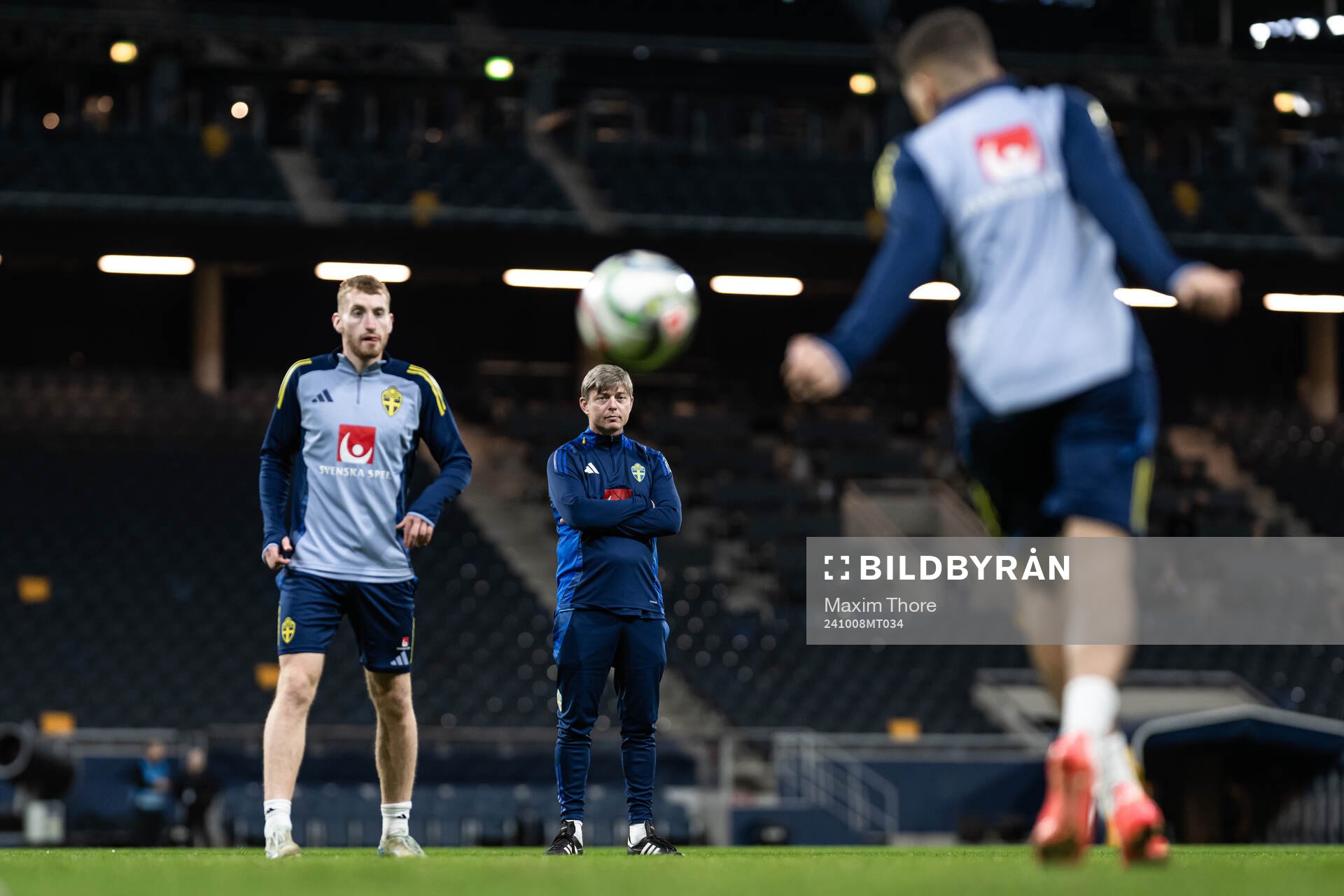 Head coach Jon Dahl Tomasson of the Swedish men’s national football team during a training session on October 8, 2024 in Stockholm. 